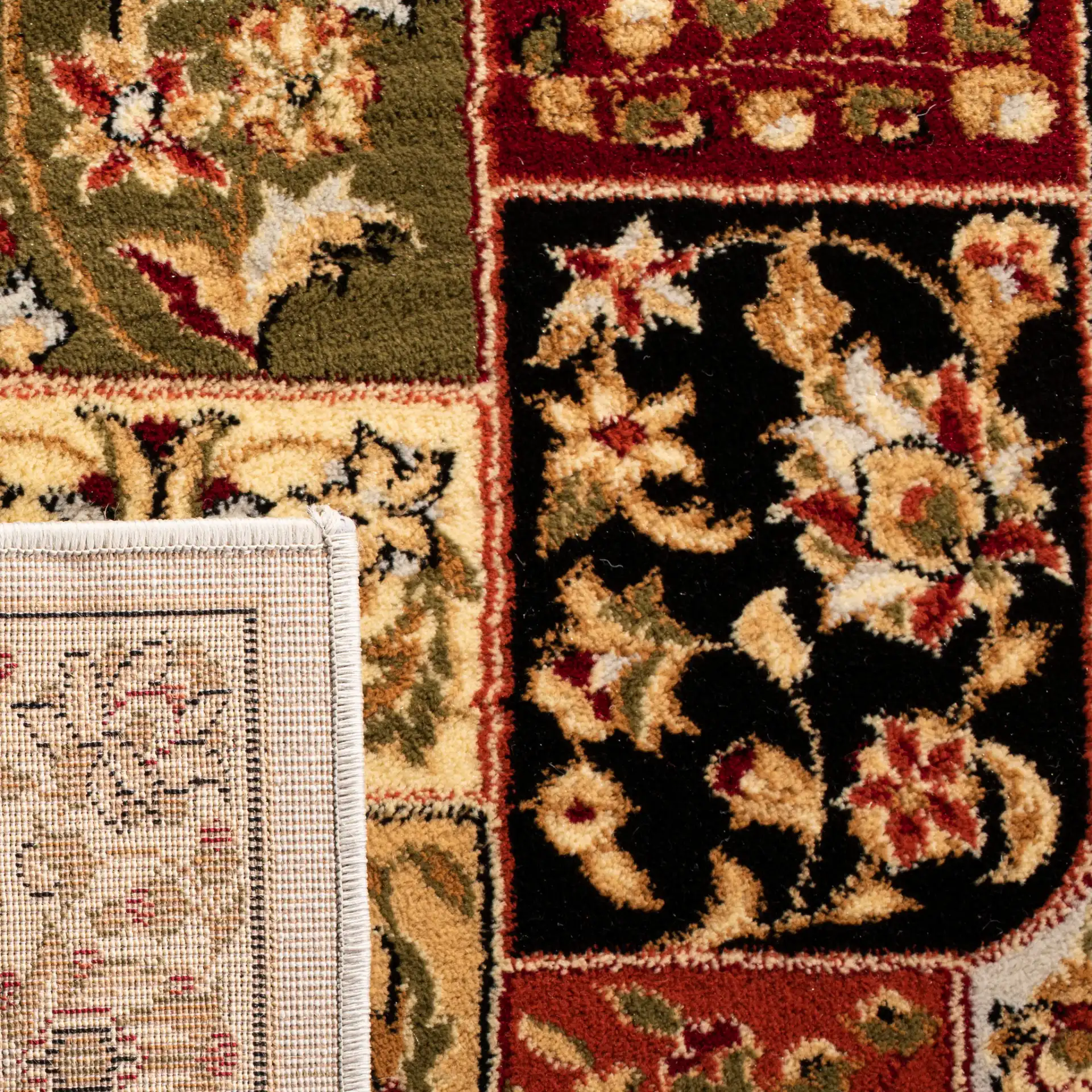 Lyndhurst Floral Patchwork Rug in Multicolor / Ivory in a styled room