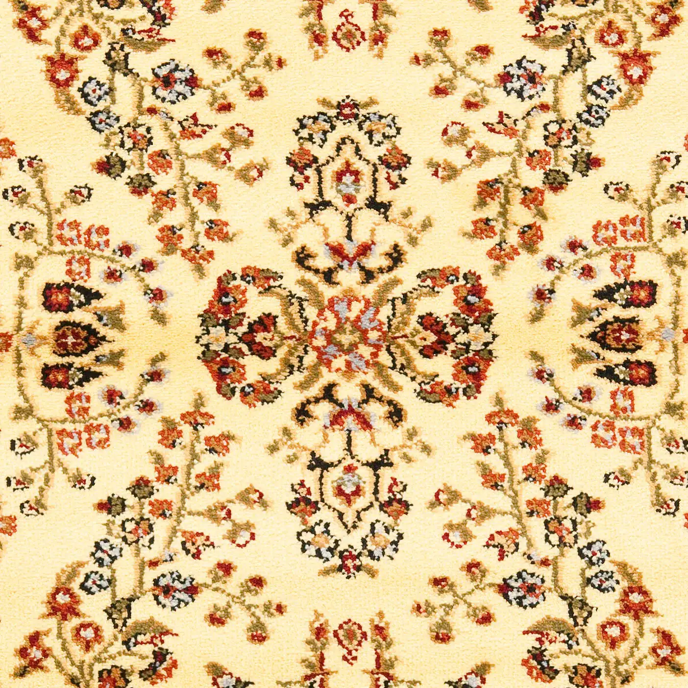 Lyndhurst Bordered Floral Rug in Ivory / Rust in a styled room