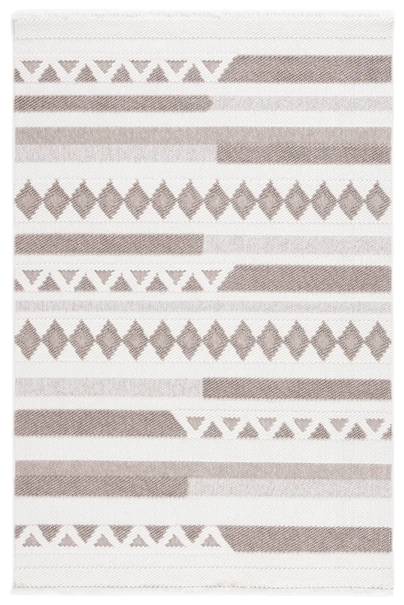 Lotus Banded Diamond Rug in Ivory / Beige