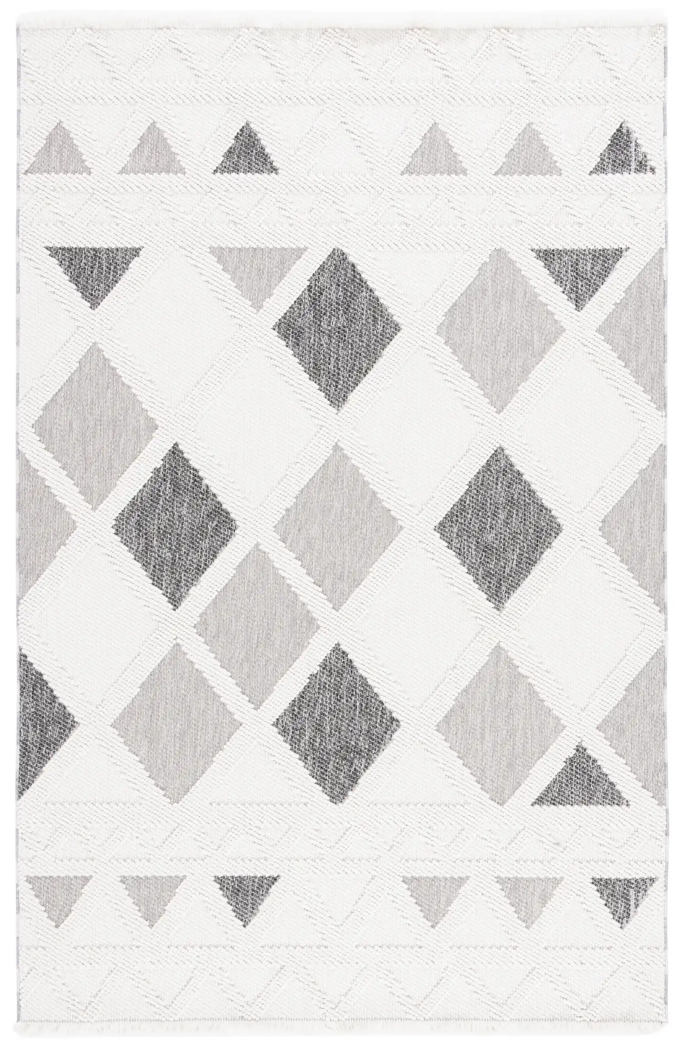 Lotus Diamond Lattice Rug in Ivory / Dark Gray