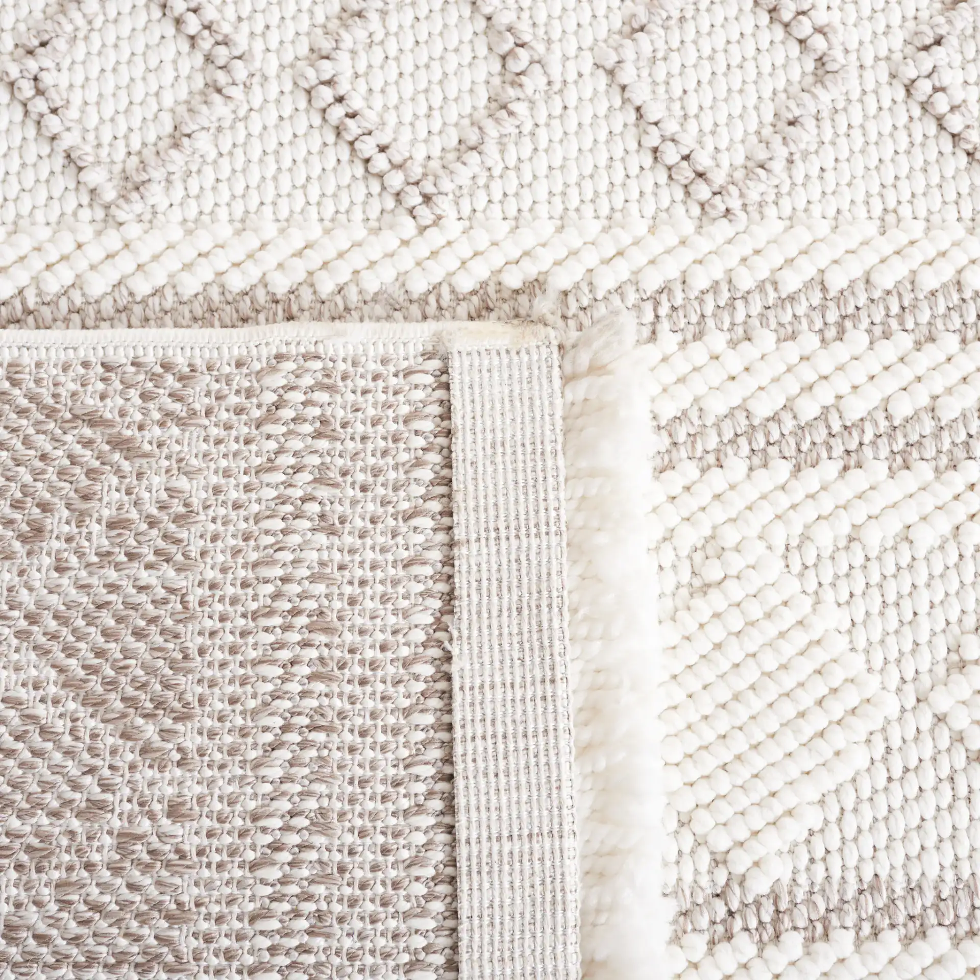 Lotus Scandinavian Diamond Rug in Ivory / Beige in a styled room