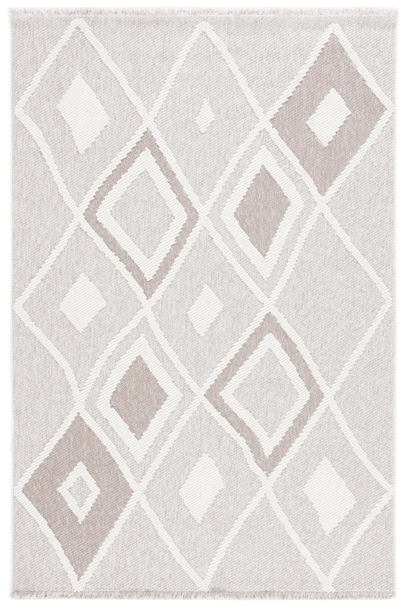 Lotus Nested Diamond Lattice Rug in Beige / Ivory