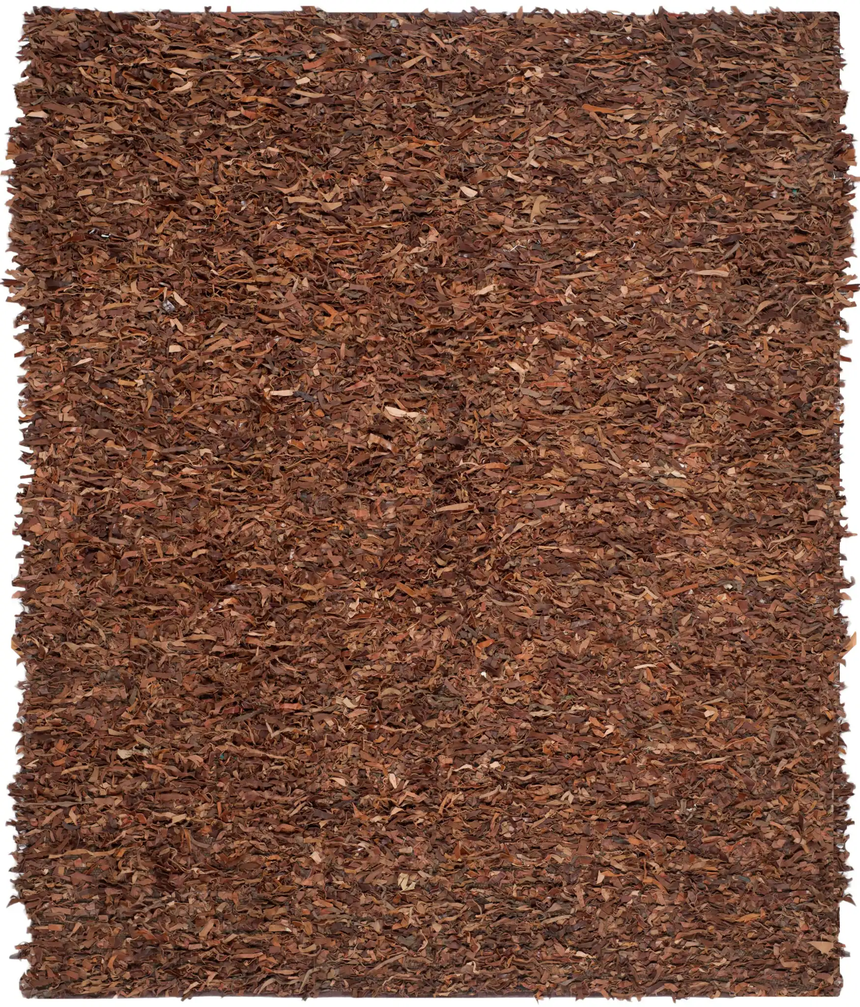Leather Shag Solid Rug in Saddle