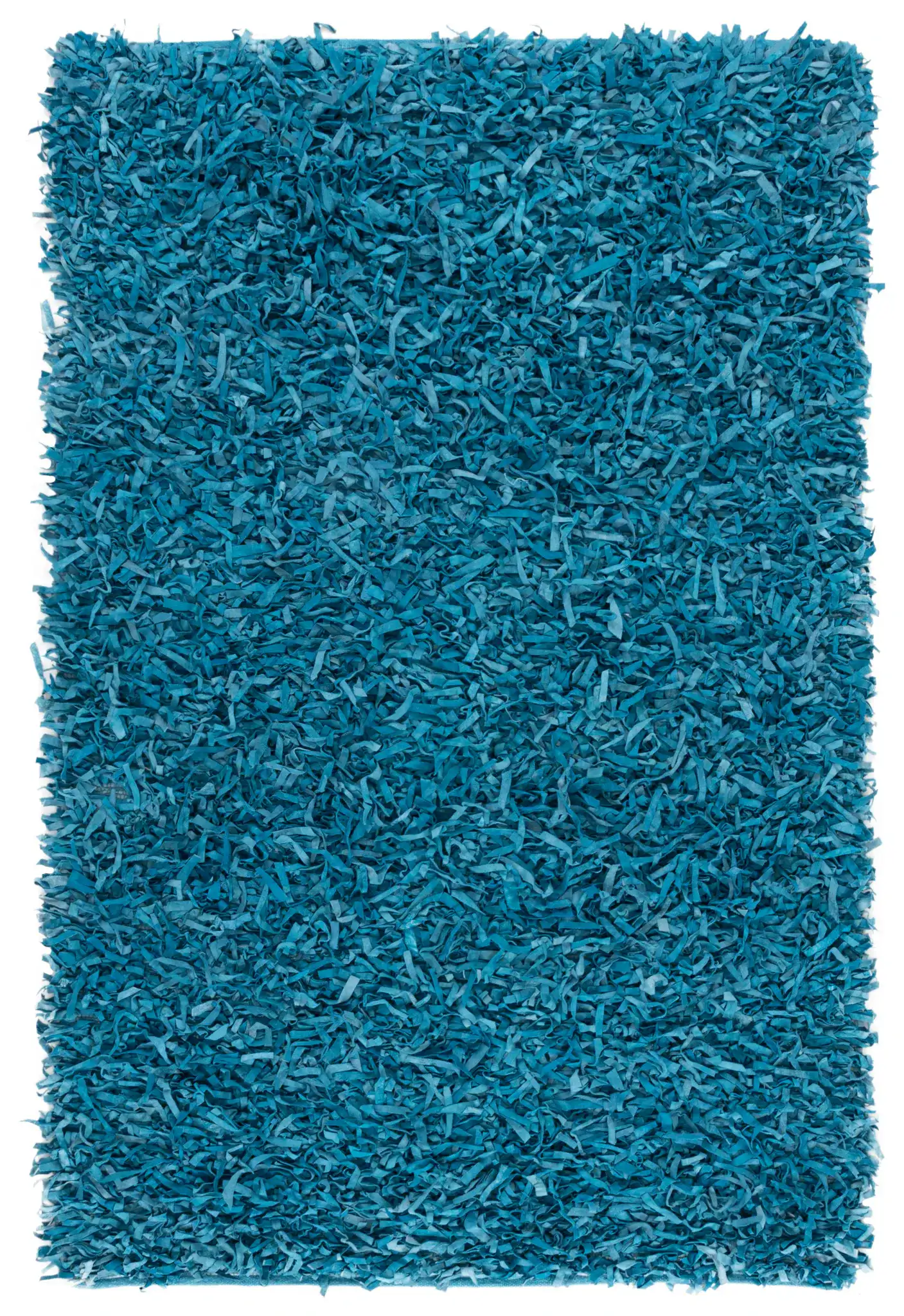 Leather Shag Solid Rug in Light Blue