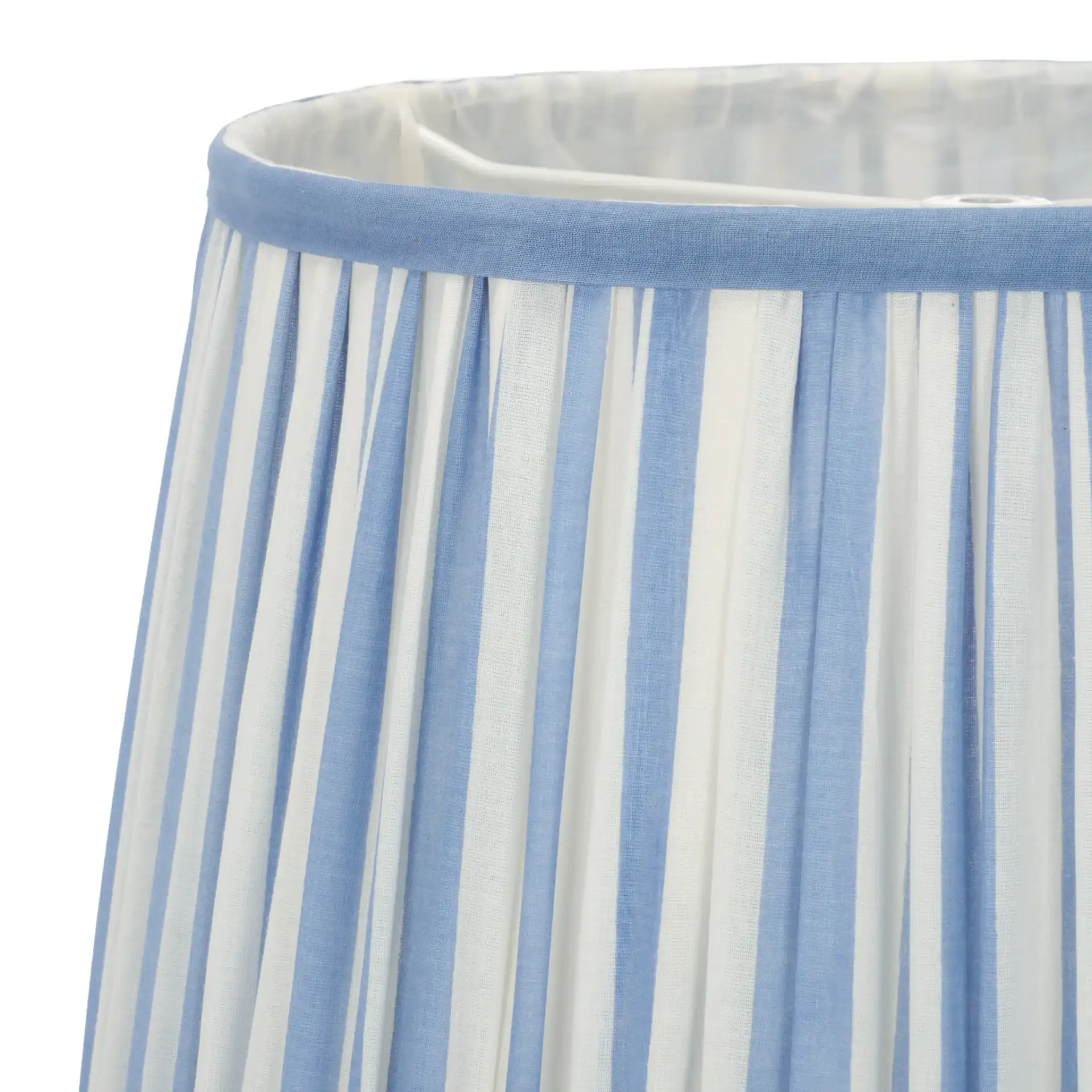 Aria Cotton Printed Lamp Shade in Blue / White in a styled room