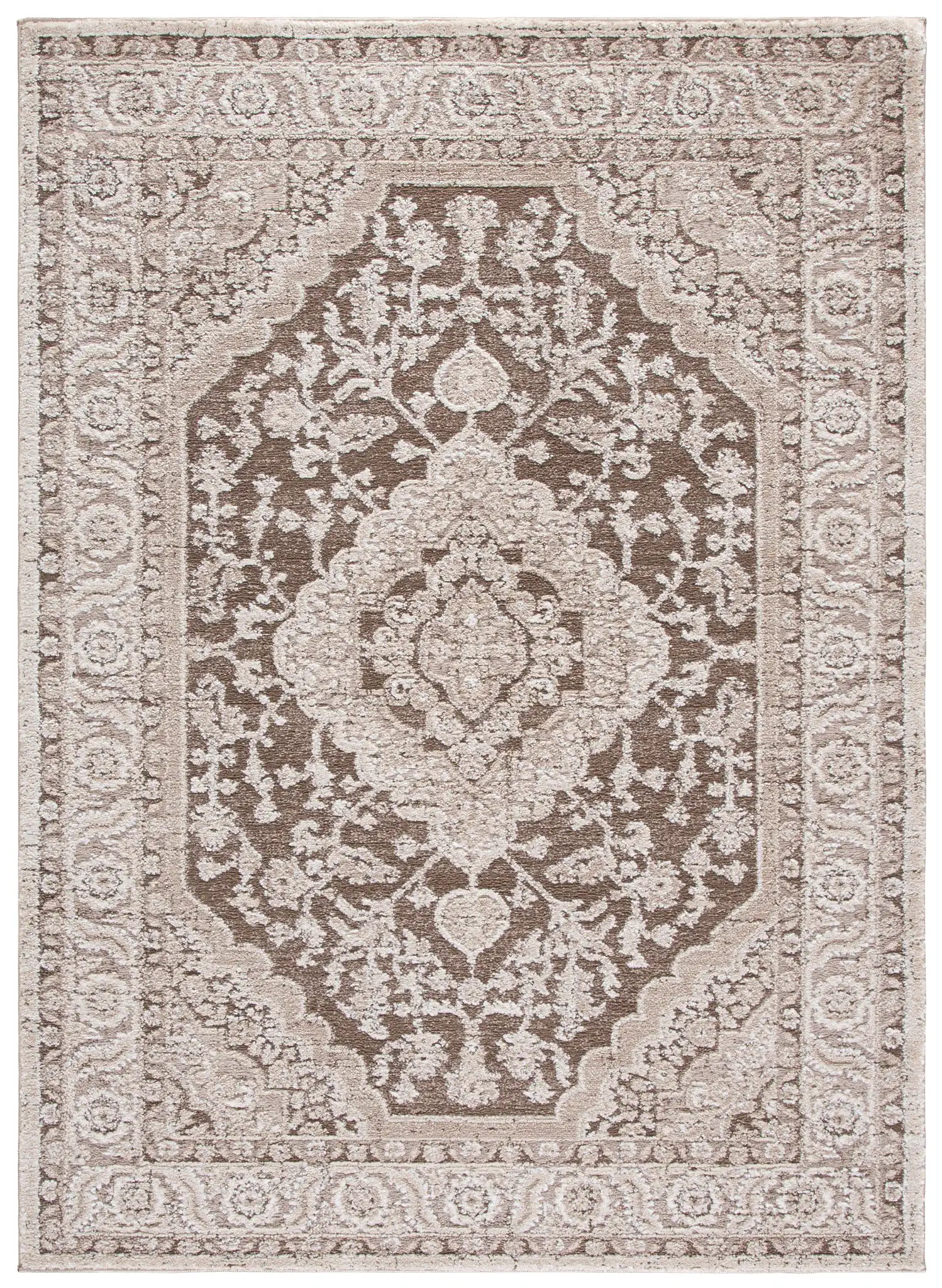 Lunara Floral Medallion Rug in Brown / Beige