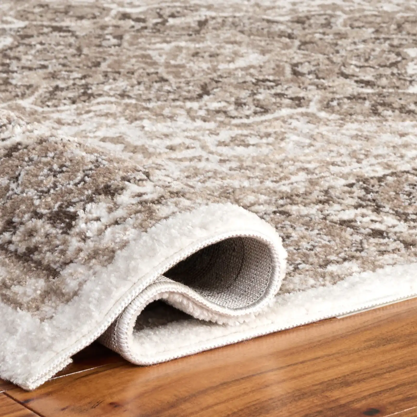 Lunara Traditional Medallion Rug in Beige / Brown in a styled room
