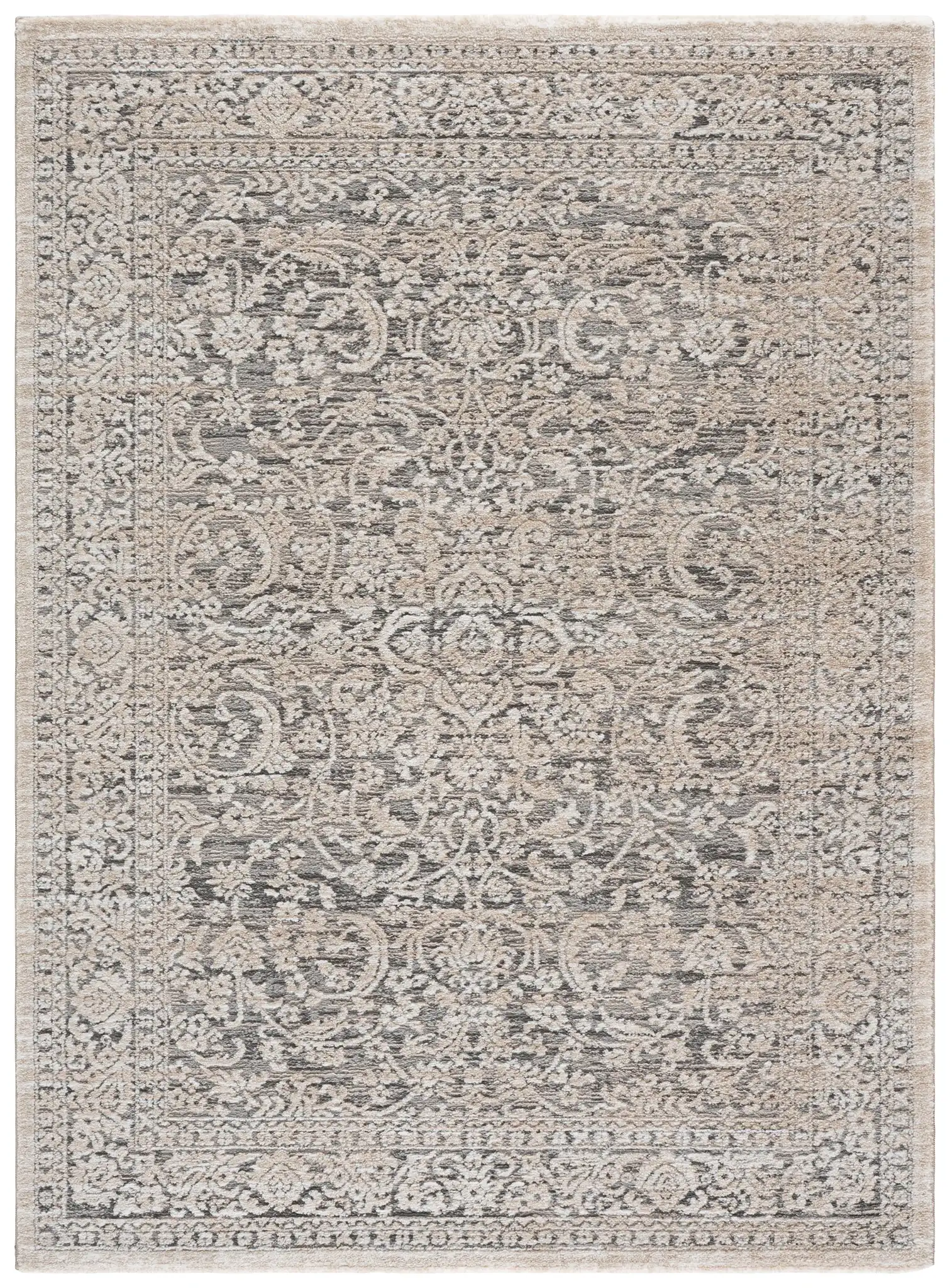 Lunara Transitional Damask Rug in Gray / Beige