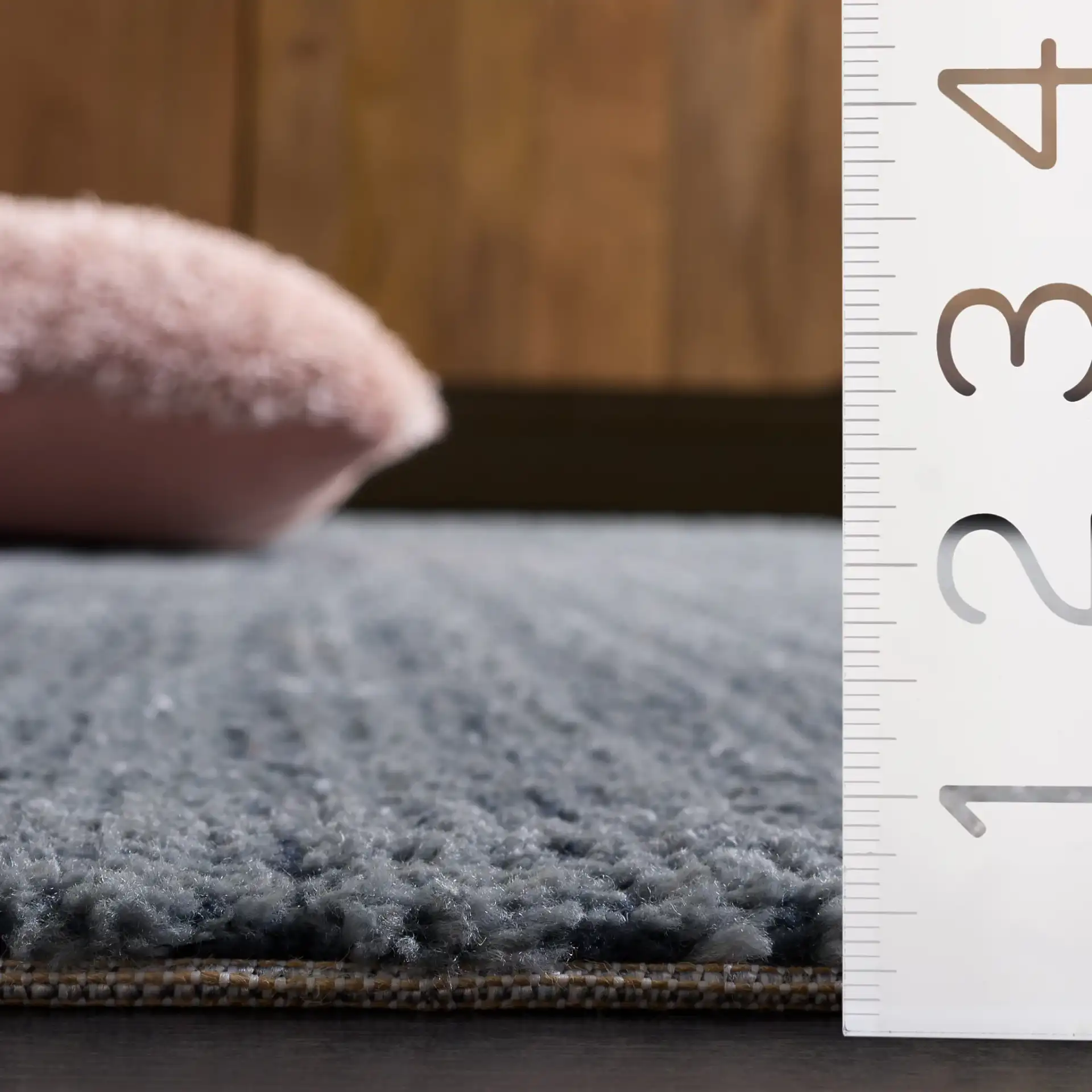Lunara Modern Striated Rug in Blue / Dark Blue in a styled room