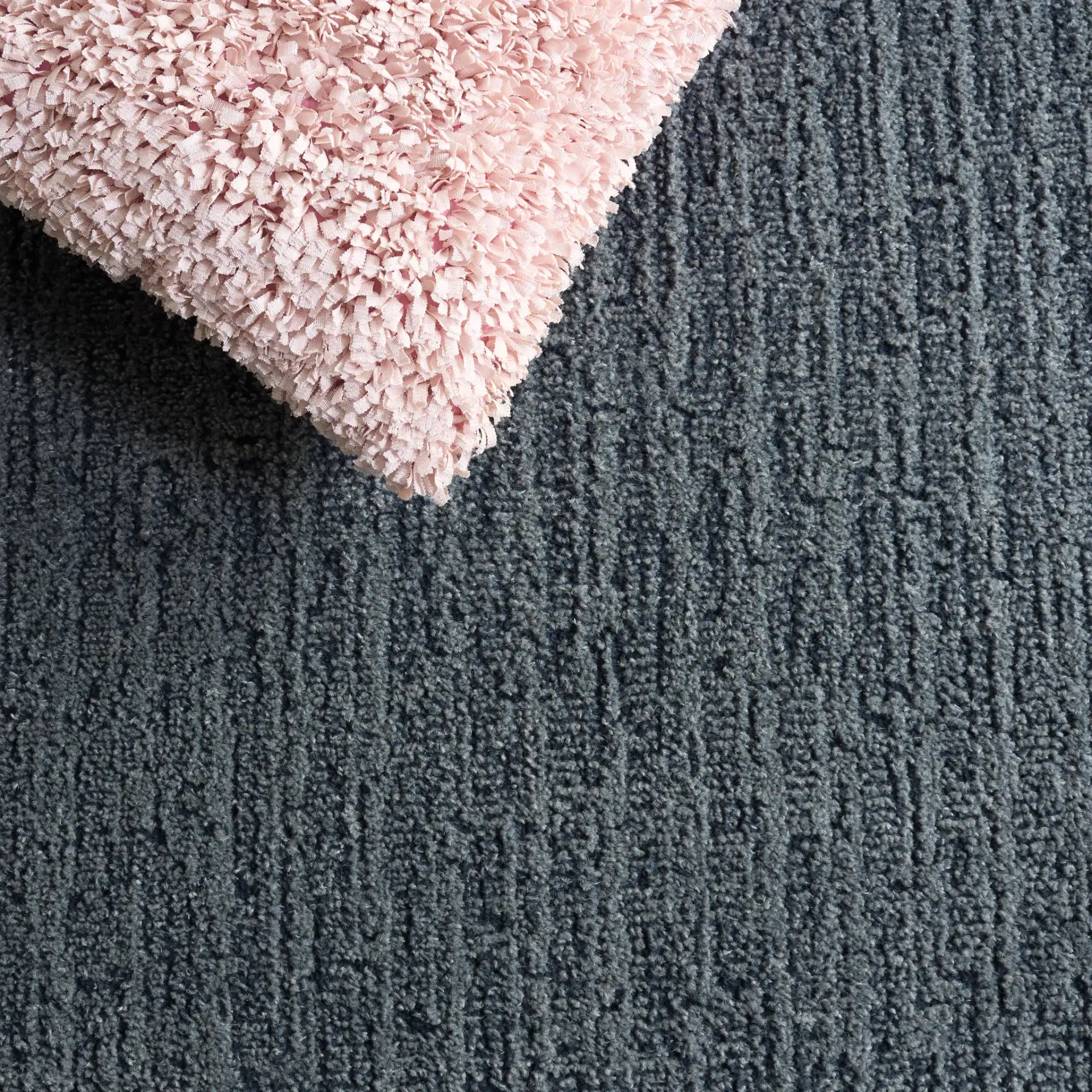 Lunara Modern Striated Rug in Blue / Dark Blue in a styled room