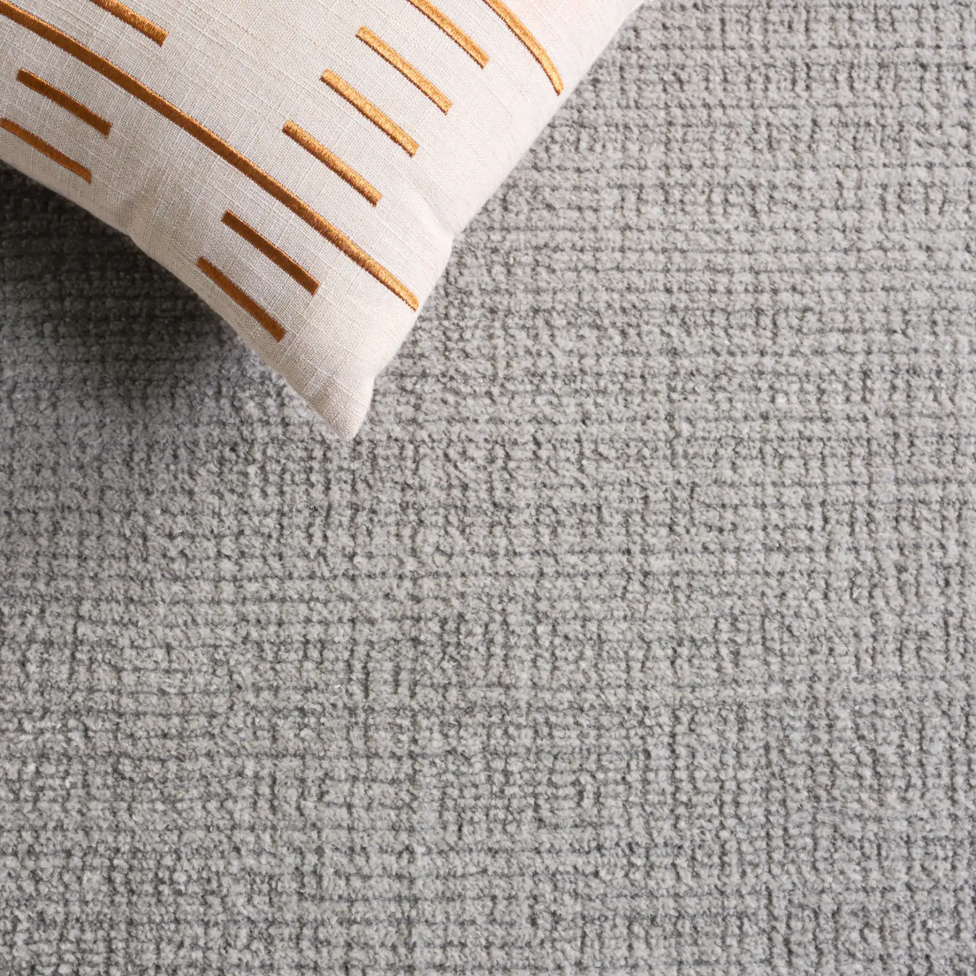 Lunara Modern Ribbed Rug in Gray / Light Gray in a styled room