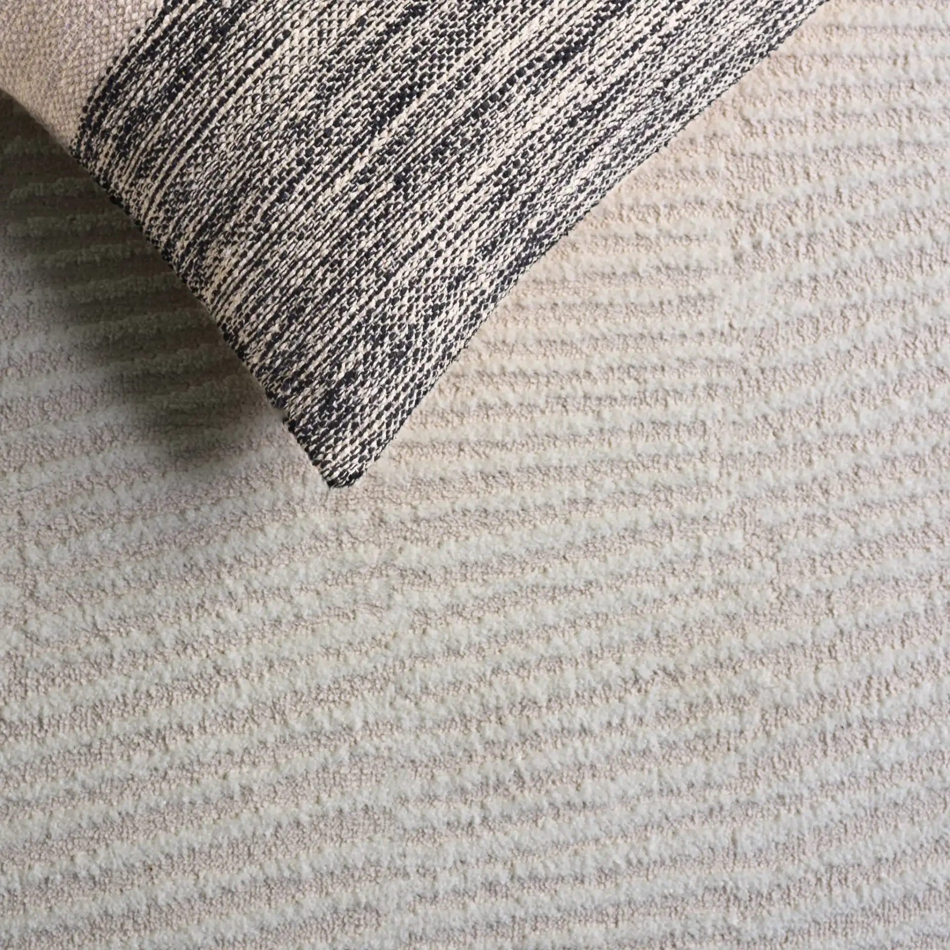 Lunara Modern Ribbed Rug in Ivory in a styled room