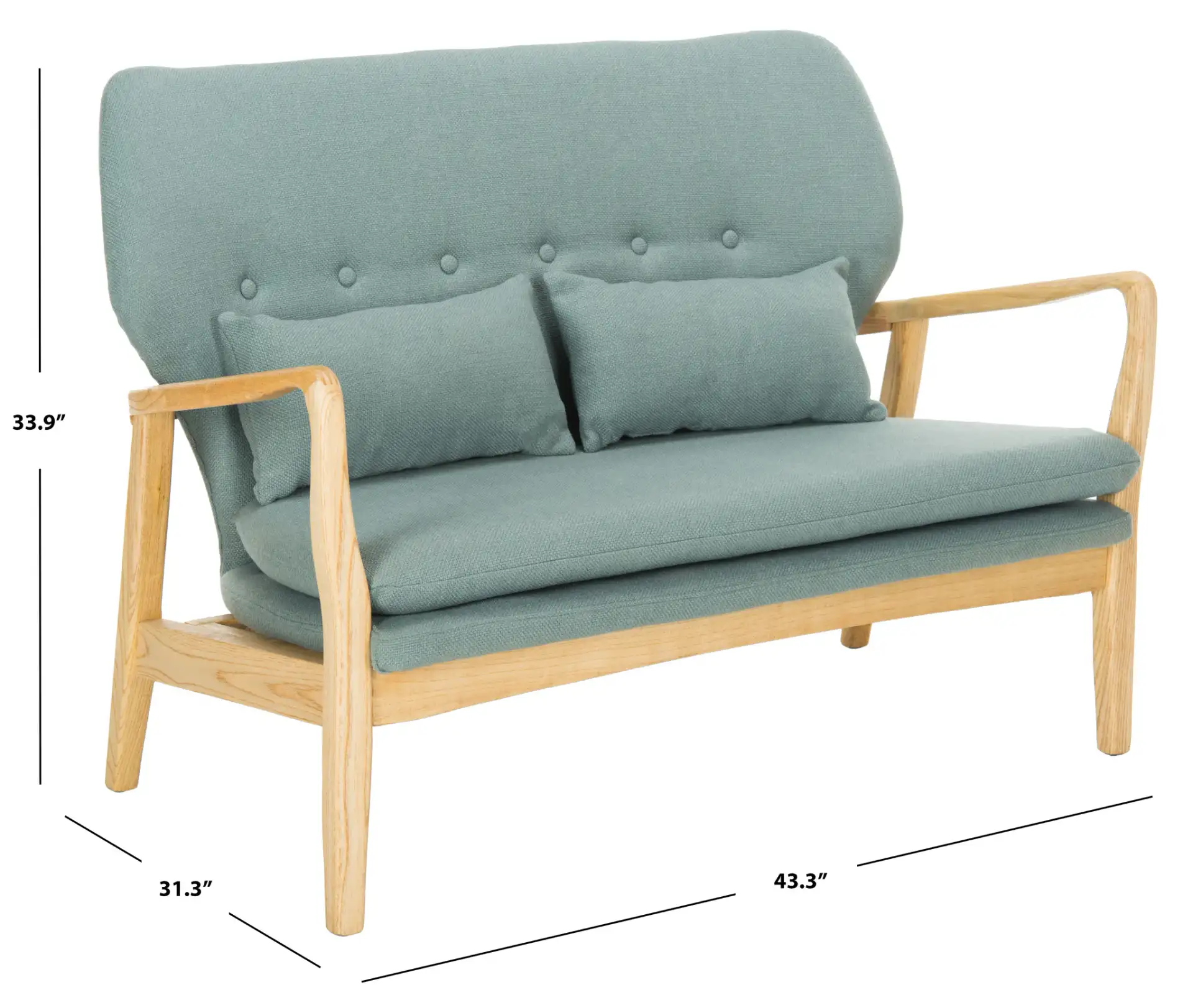 Ellaria Loveseat With Bench in Blue / Natural, detail view