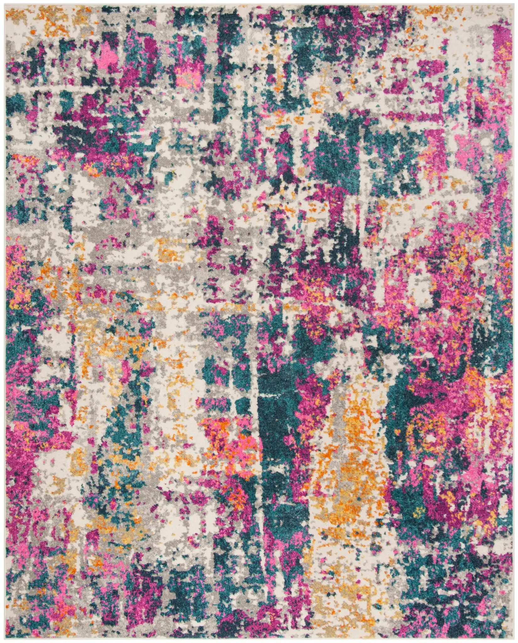Madison Abstract Grid Rug in Ivory / Blue