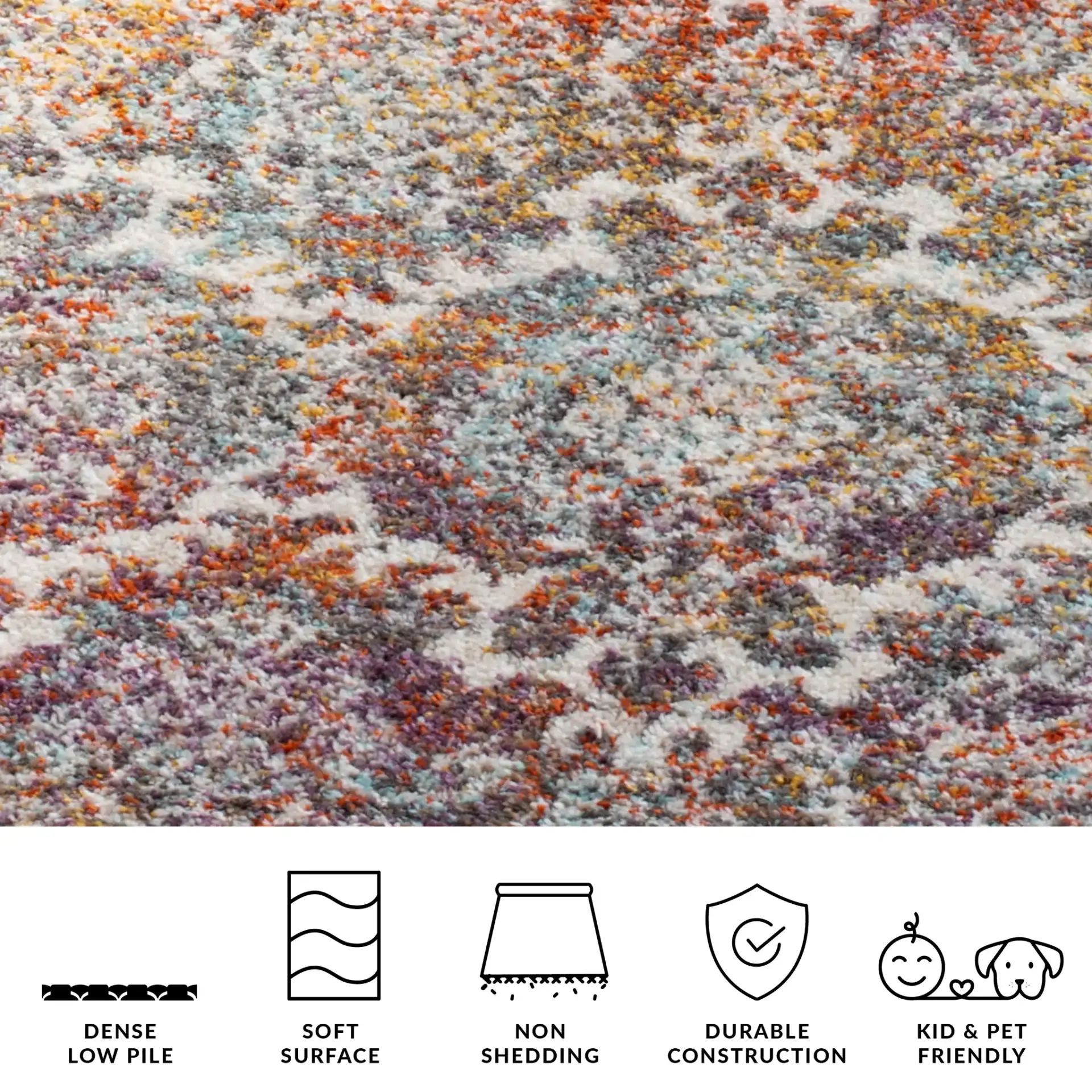 Madison Damask Rug in Light Gray / Rust in a styled room