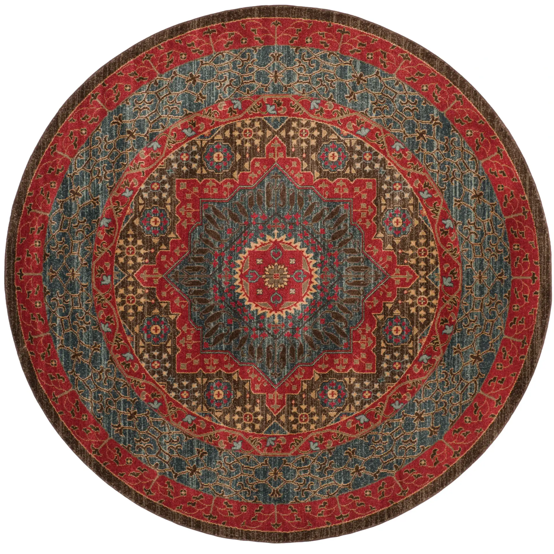 Mahal Medallion Rug in Navy / Red