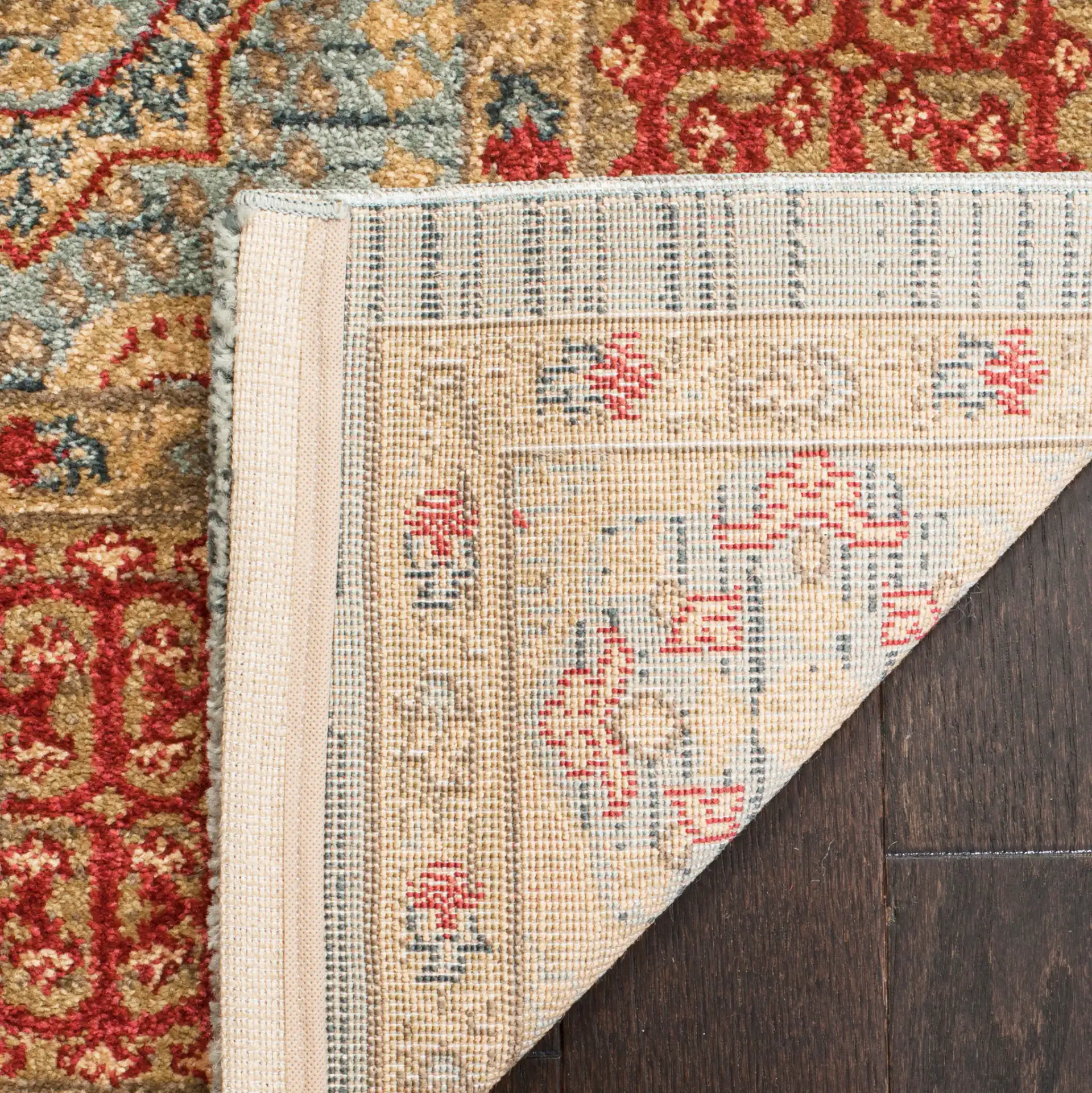 Mahal Tribal Medallion Rug in Navy / Red in a styled room
