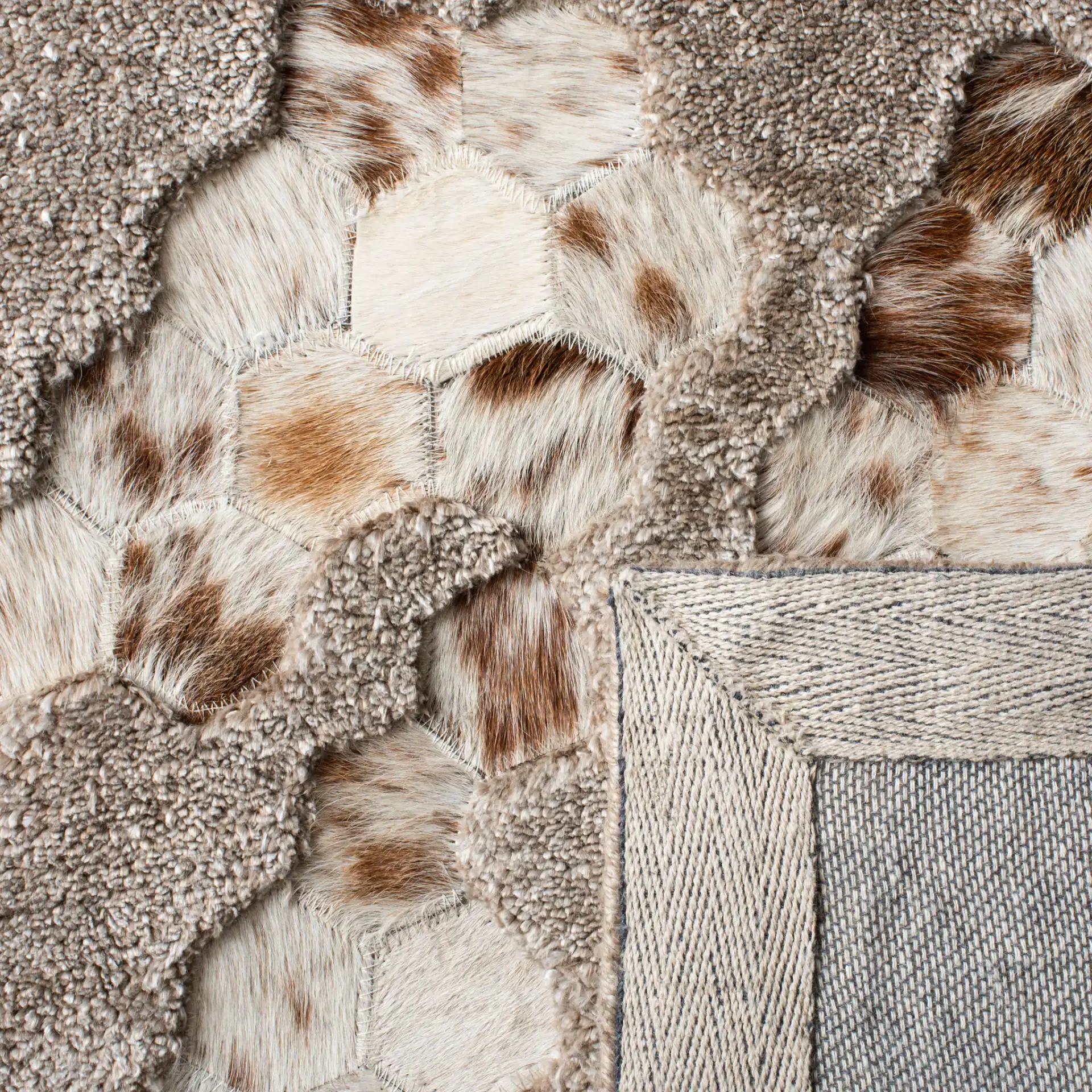Manhattan Hexagon Hand-Tufted Rug in Taupe in a styled room
