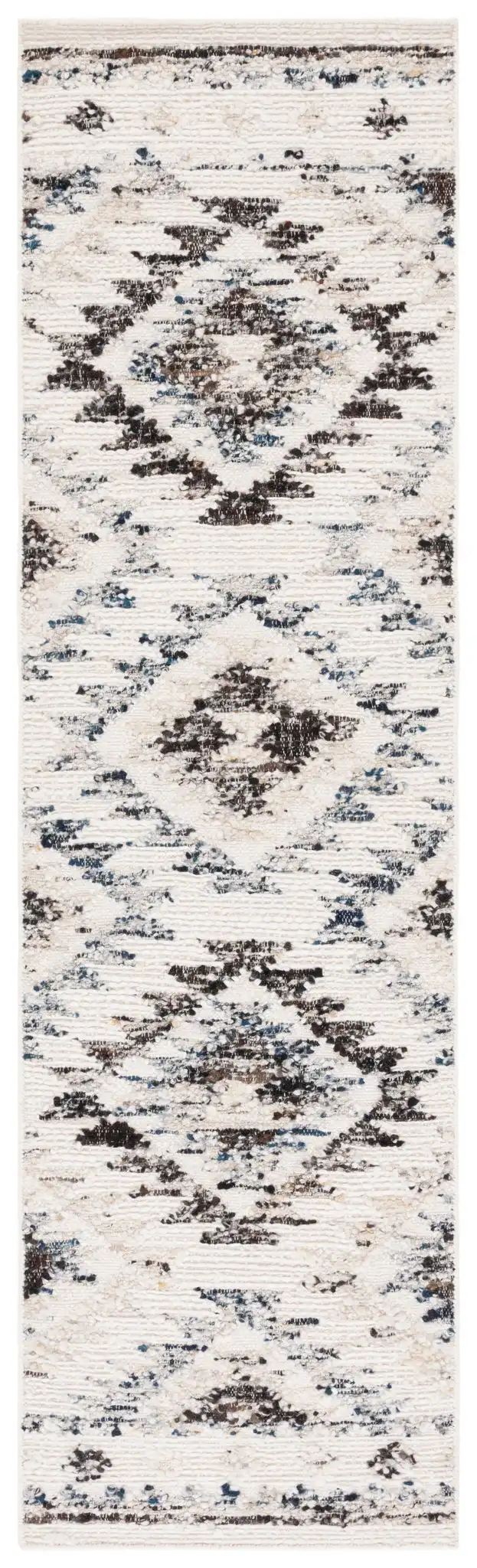 Manhattan Tribal Diamond Hand-Woven Wool Rug in Ivory / Charcoal