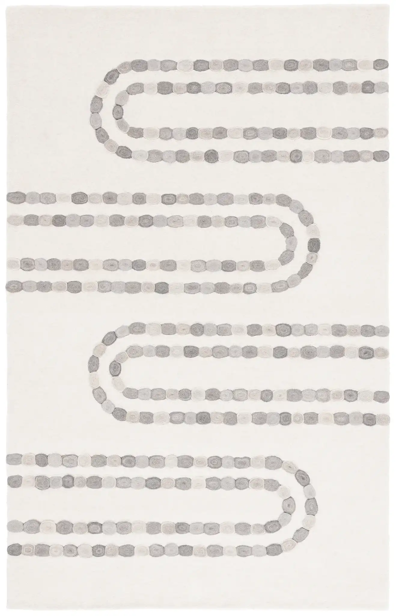 Manhattan Beaded Loop Hand-Tufted Wool Rug in Ivory / Gray