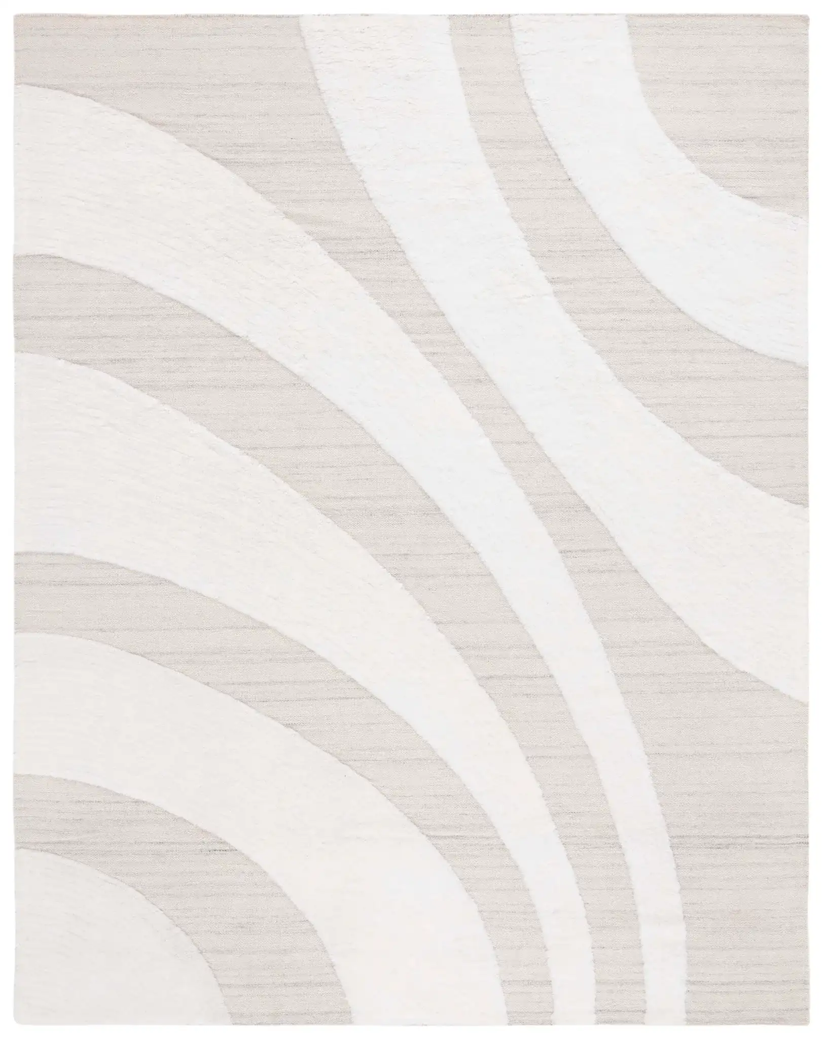 Manhattan Sweeping Arc Hand-Woven Wool Rug in Ivory / Beige