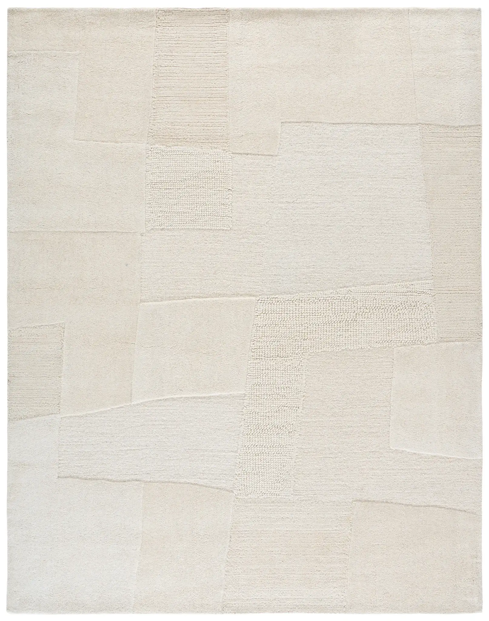 Manhattan Patchwork Hand-Tufted Wool Rug in Ivory / Beige