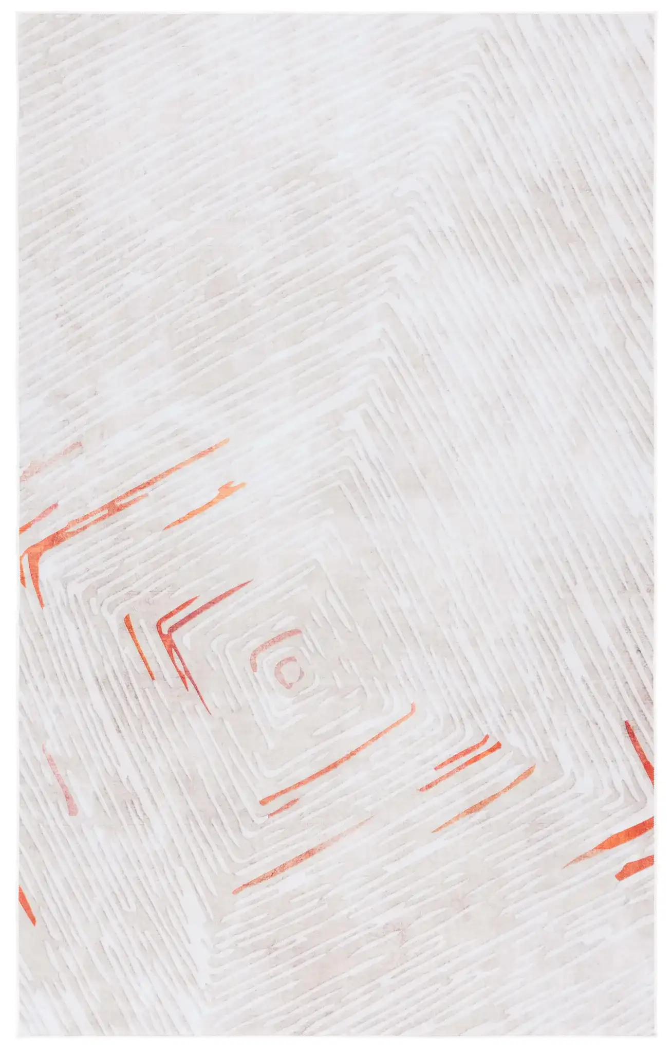 Malibu Concentric Lines Washable Rug in Beige / Rust