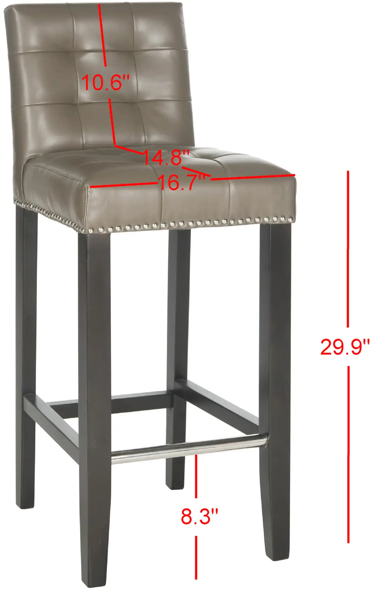 Thompson Barstool in Clay, detail view