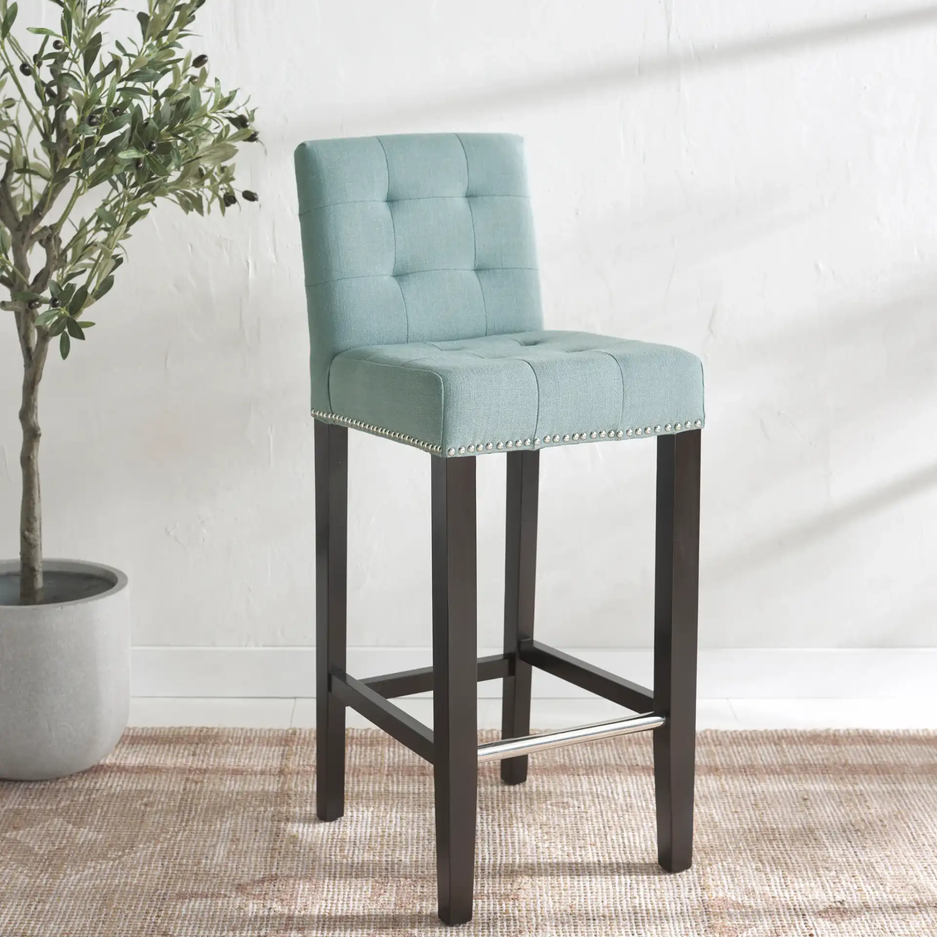 Thompson Barstool in Clay in a styled room
