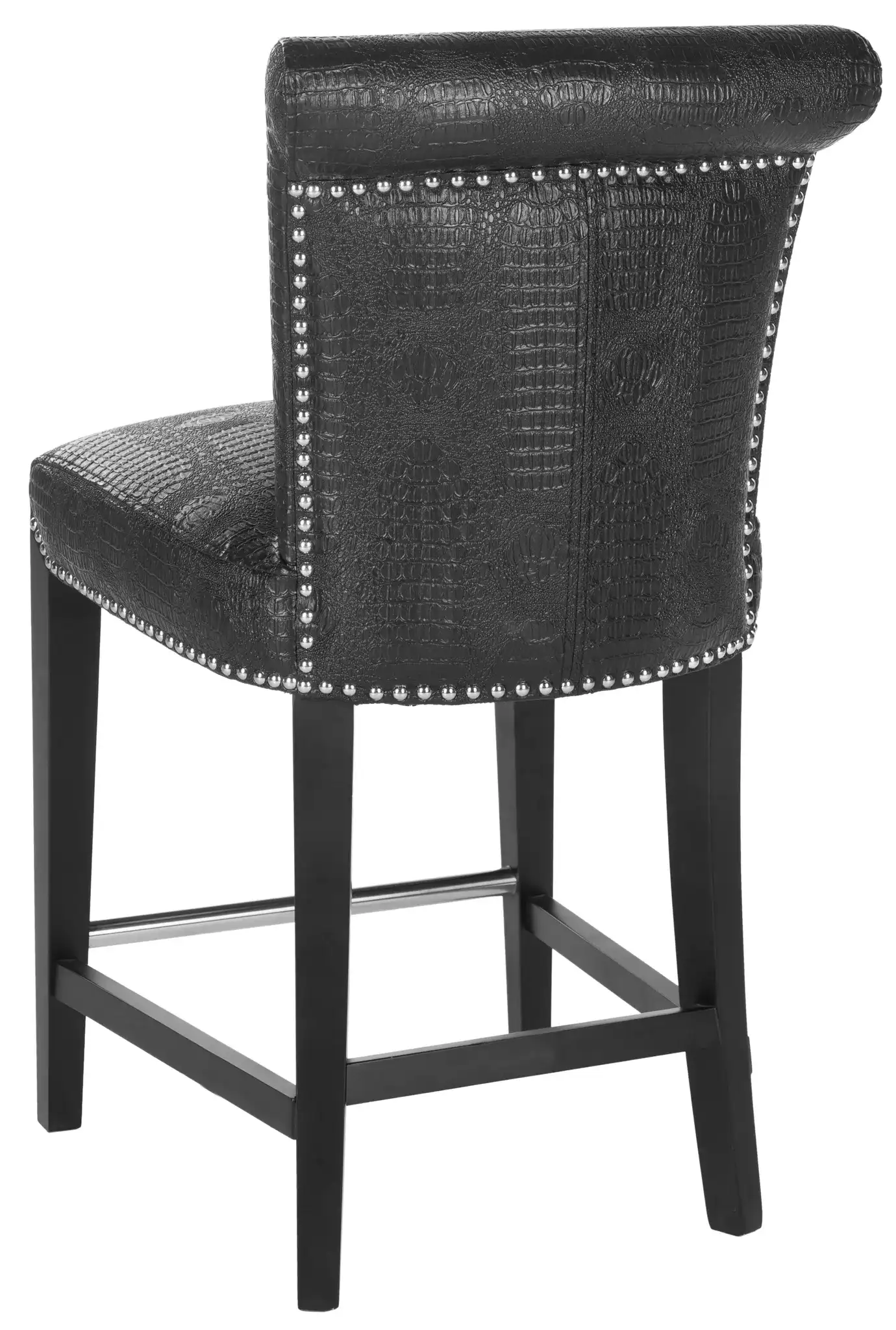 Seth Counter Stool in Black / Crocodile, detail view