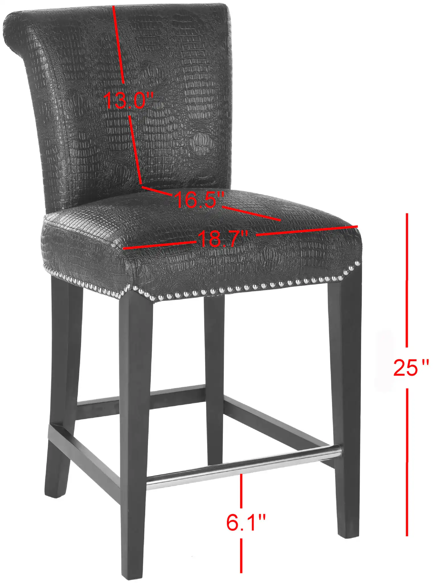 Seth Counter Stool in Black / Crocodile, detail view