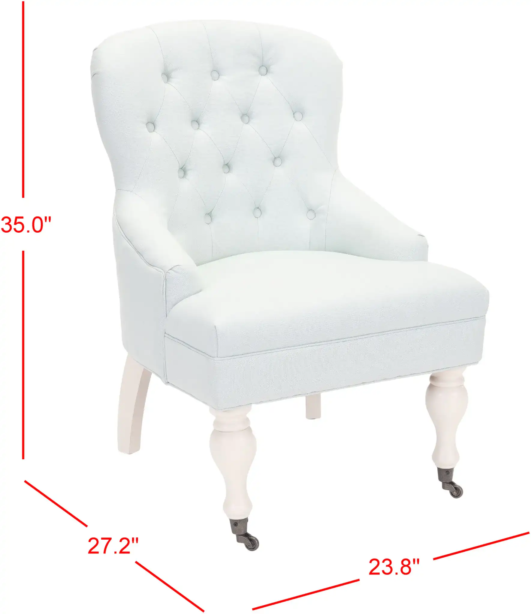 Falcon Arm Chair in Robins Egg Blue, detail view