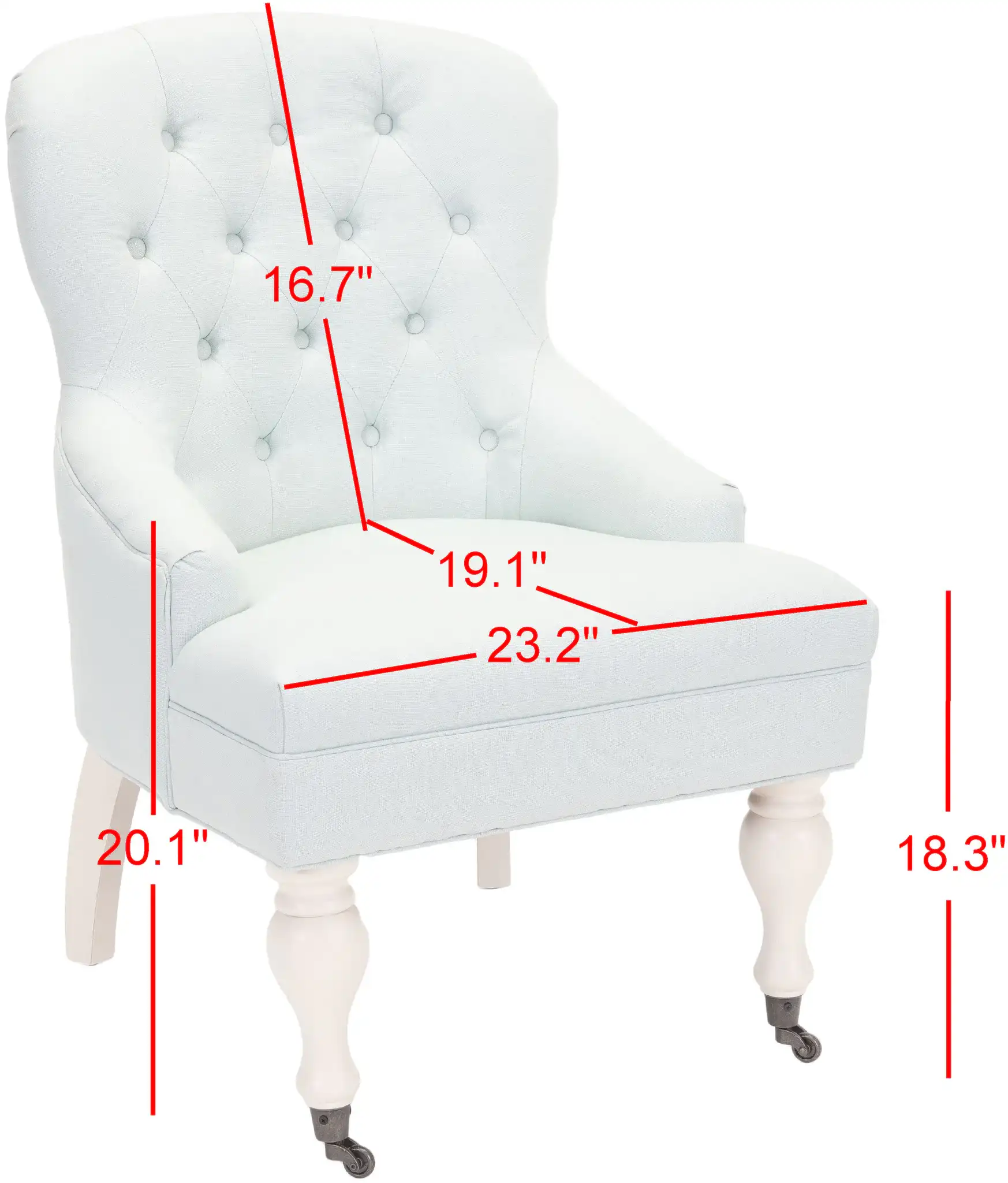 Falcon Arm Chair in Robins Egg Blue, detail view
