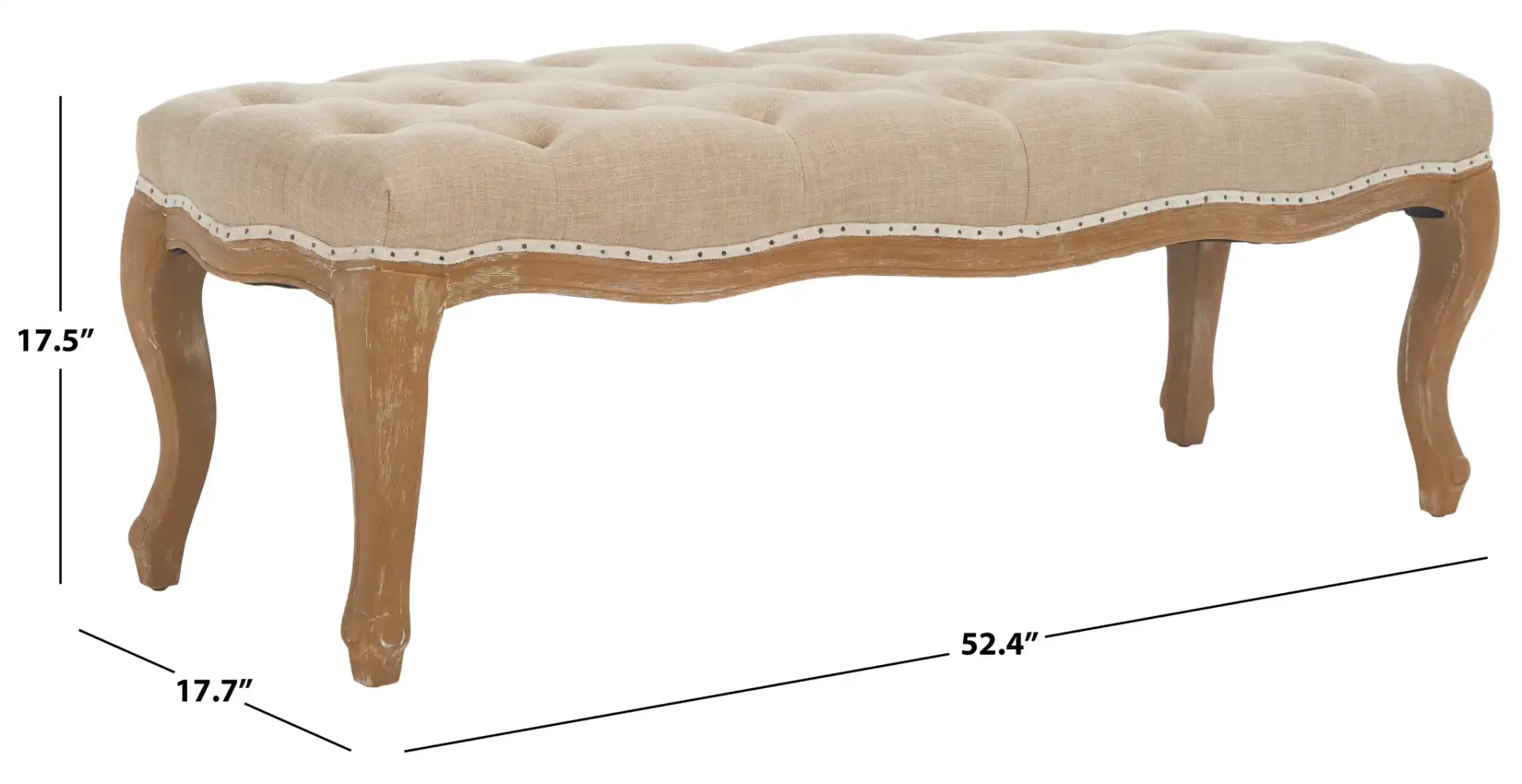 Ramsey Bench in Wheat / Natural Cream, detail view