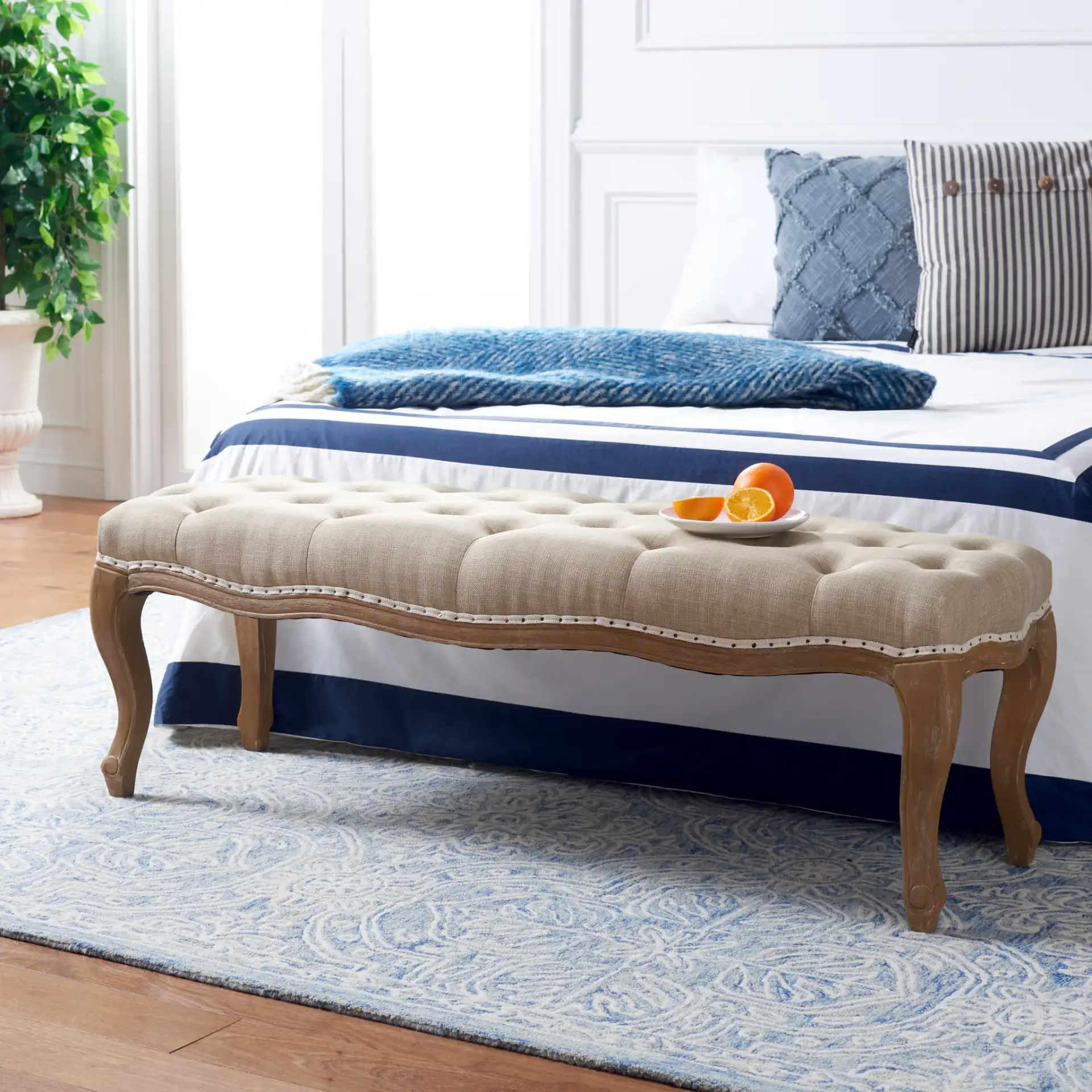 Ramsey Bench in Wheat / Natural Cream in a styled room