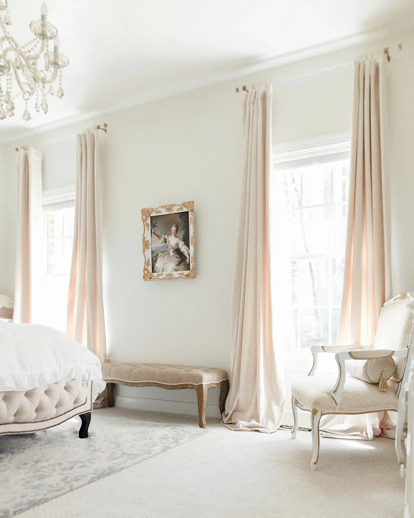 Ramsey Bench in Wheat / Natural Cream in a styled room