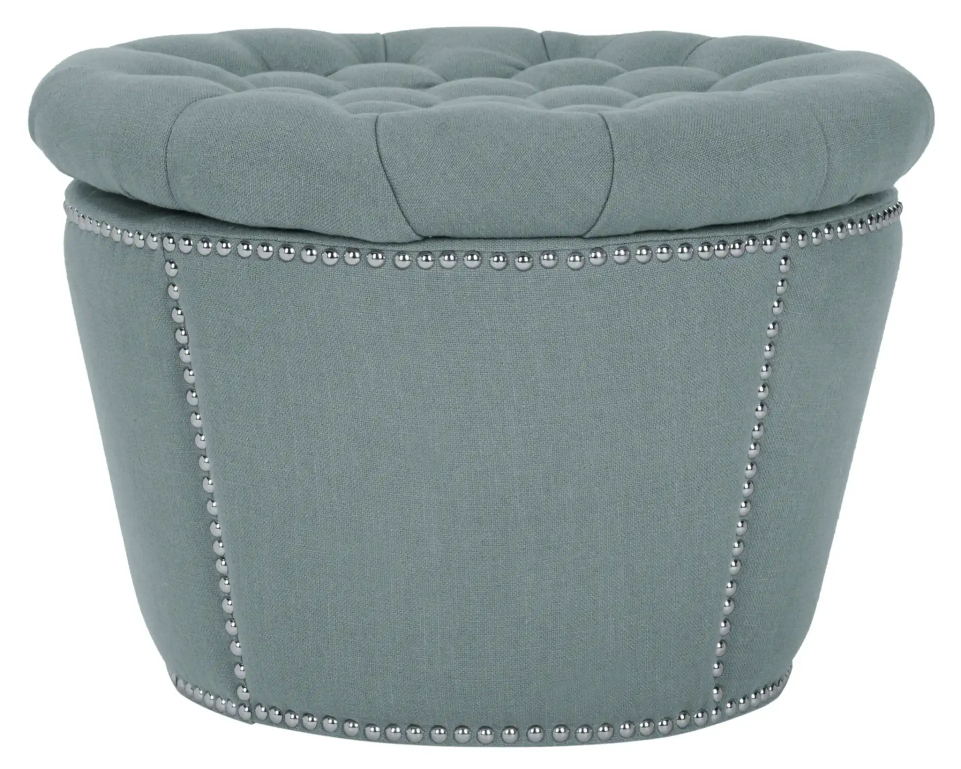Vanessa Storage Ottoman in Sky Blue, detail view