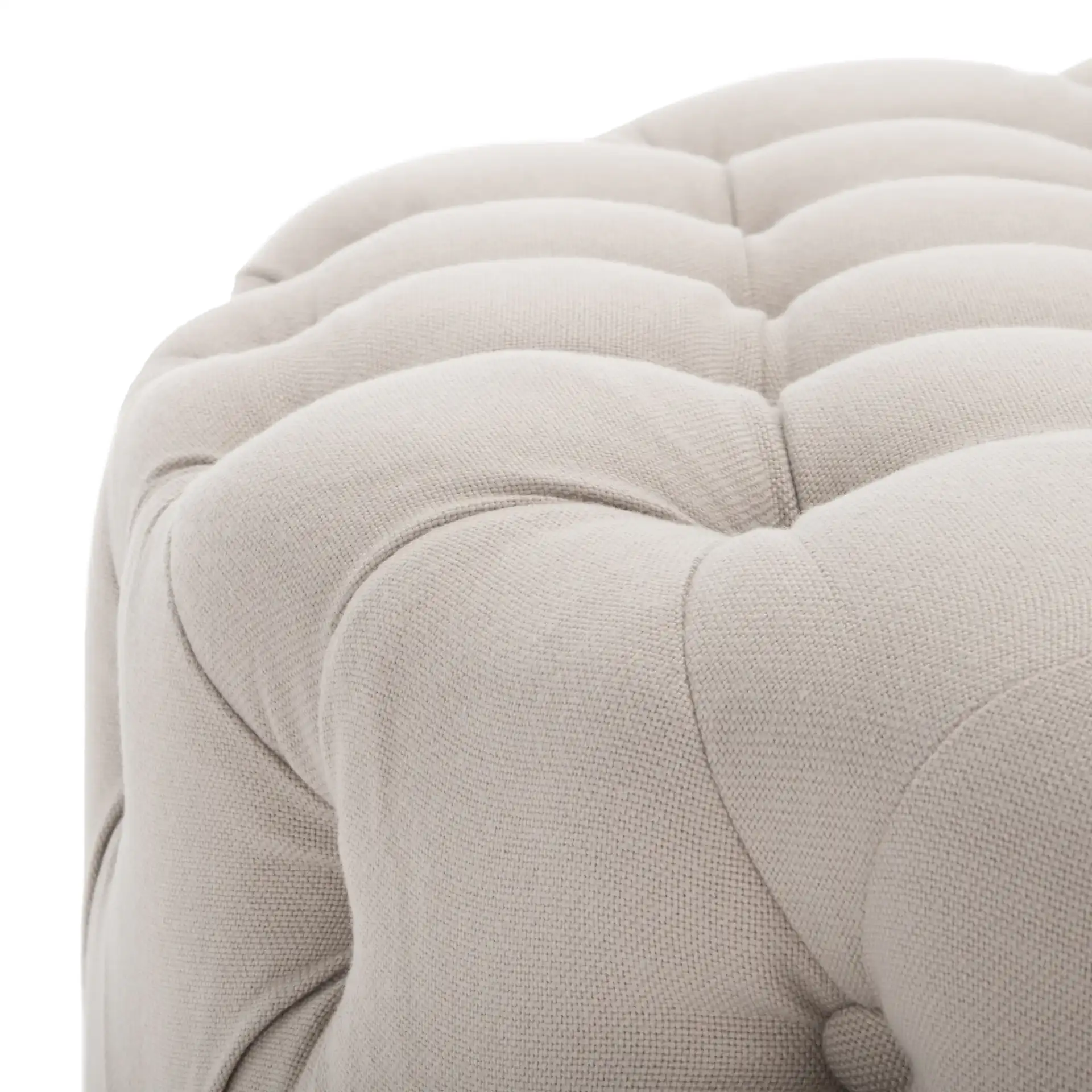 Charlene Ottoman in Taupe in a styled room