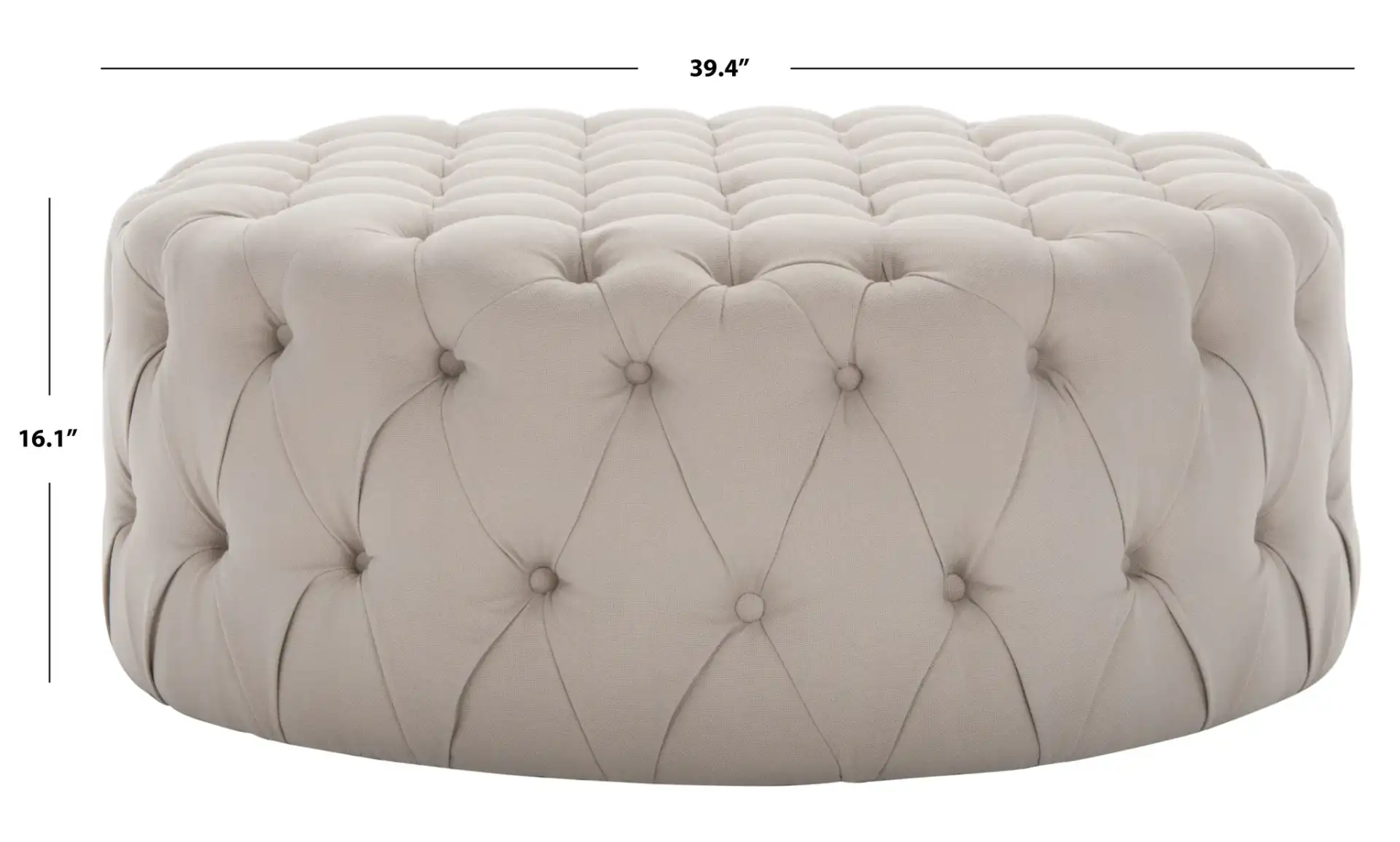 Charlene Ottoman in Taupe, detail view