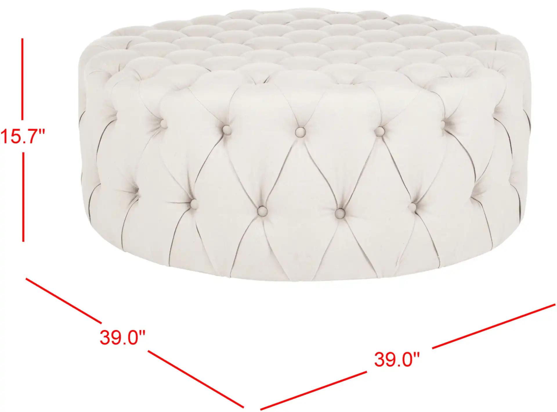 Charlene Ottoman in Taupe, detail view