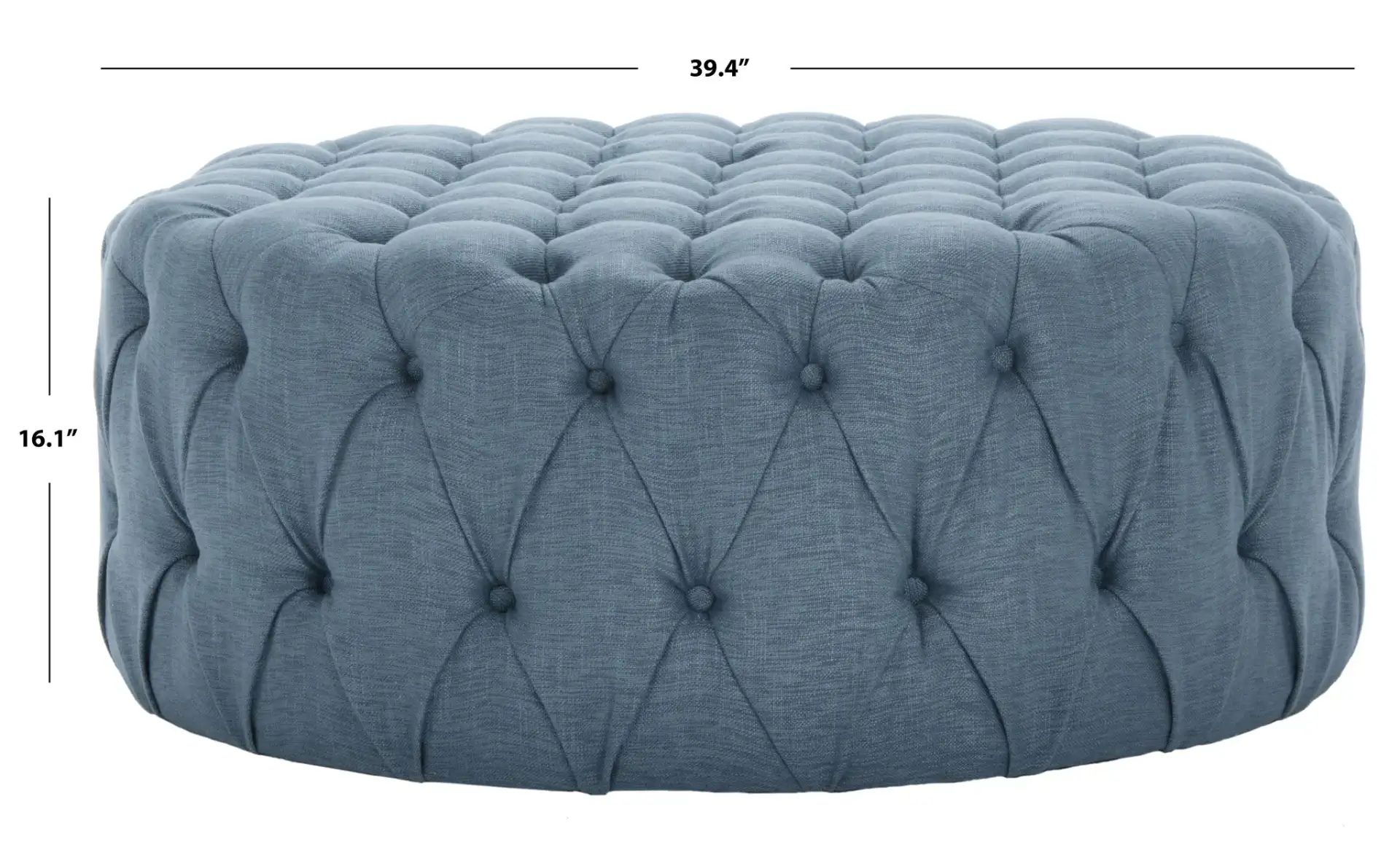 Charlene Ottoman in Navy Blue, detail view