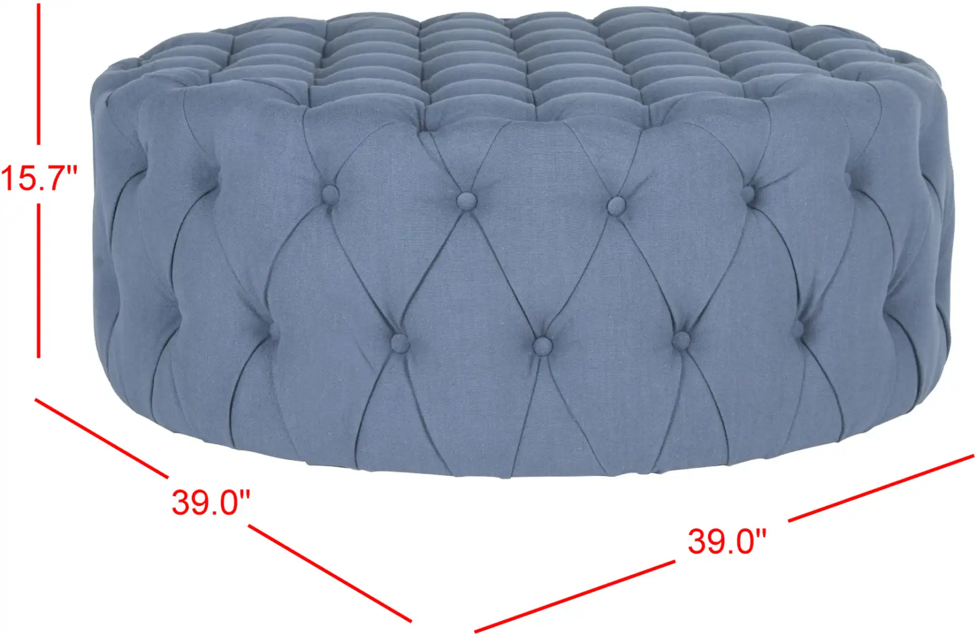 Charlene Ottoman in Navy Blue, detail view