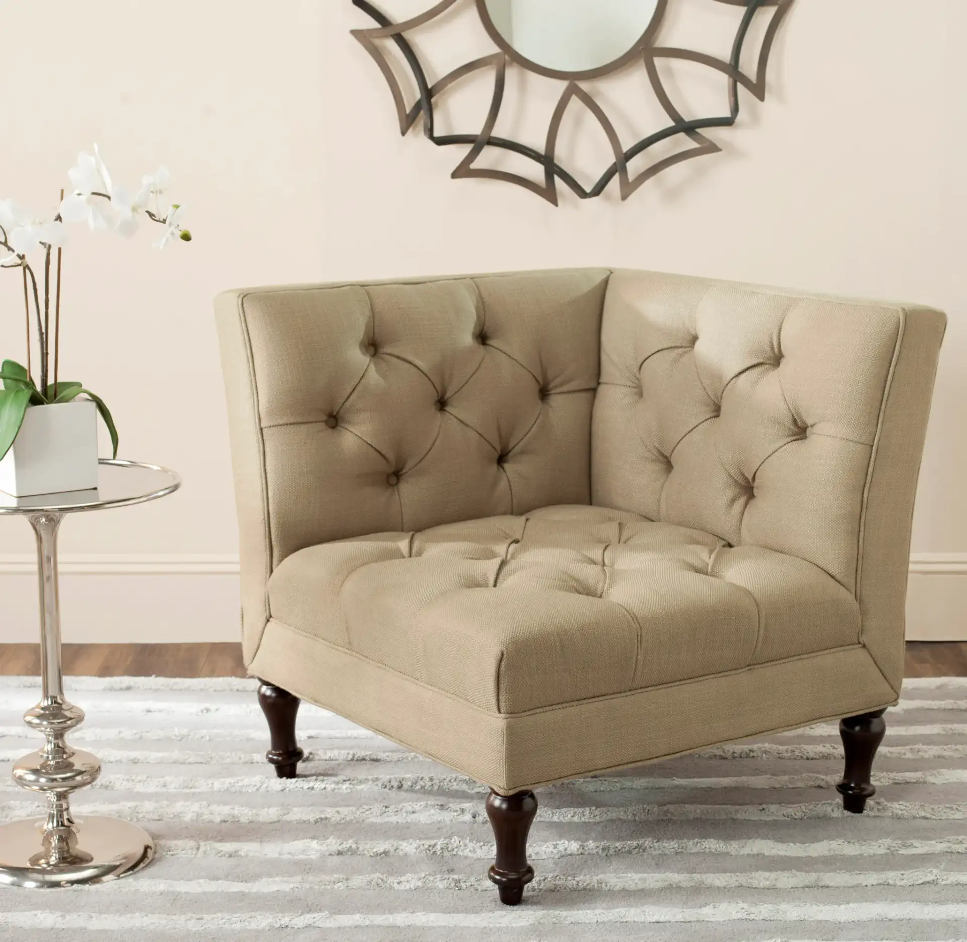 Jack Corner Chair in Antique Gold in a styled room