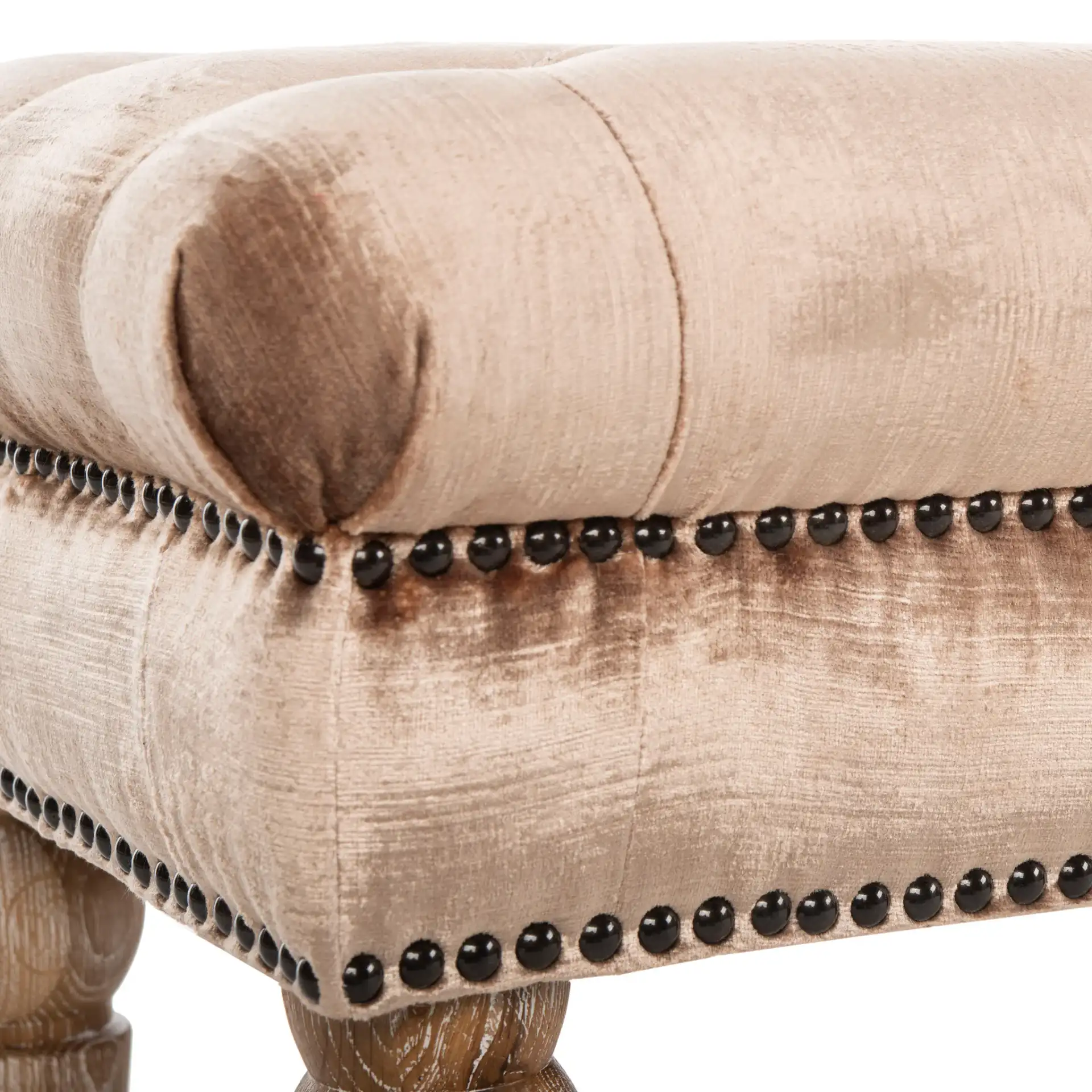 Barney Bench in Champagne in a styled room