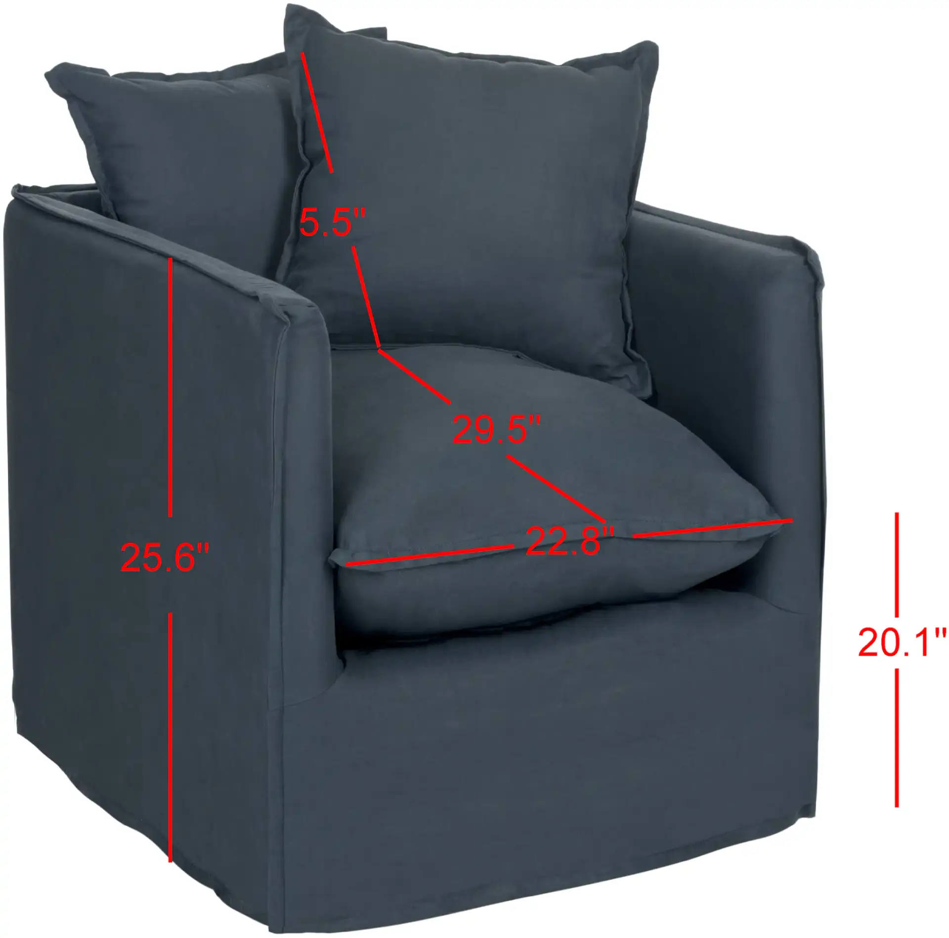 Joey Arm Chair in Blue, detail view