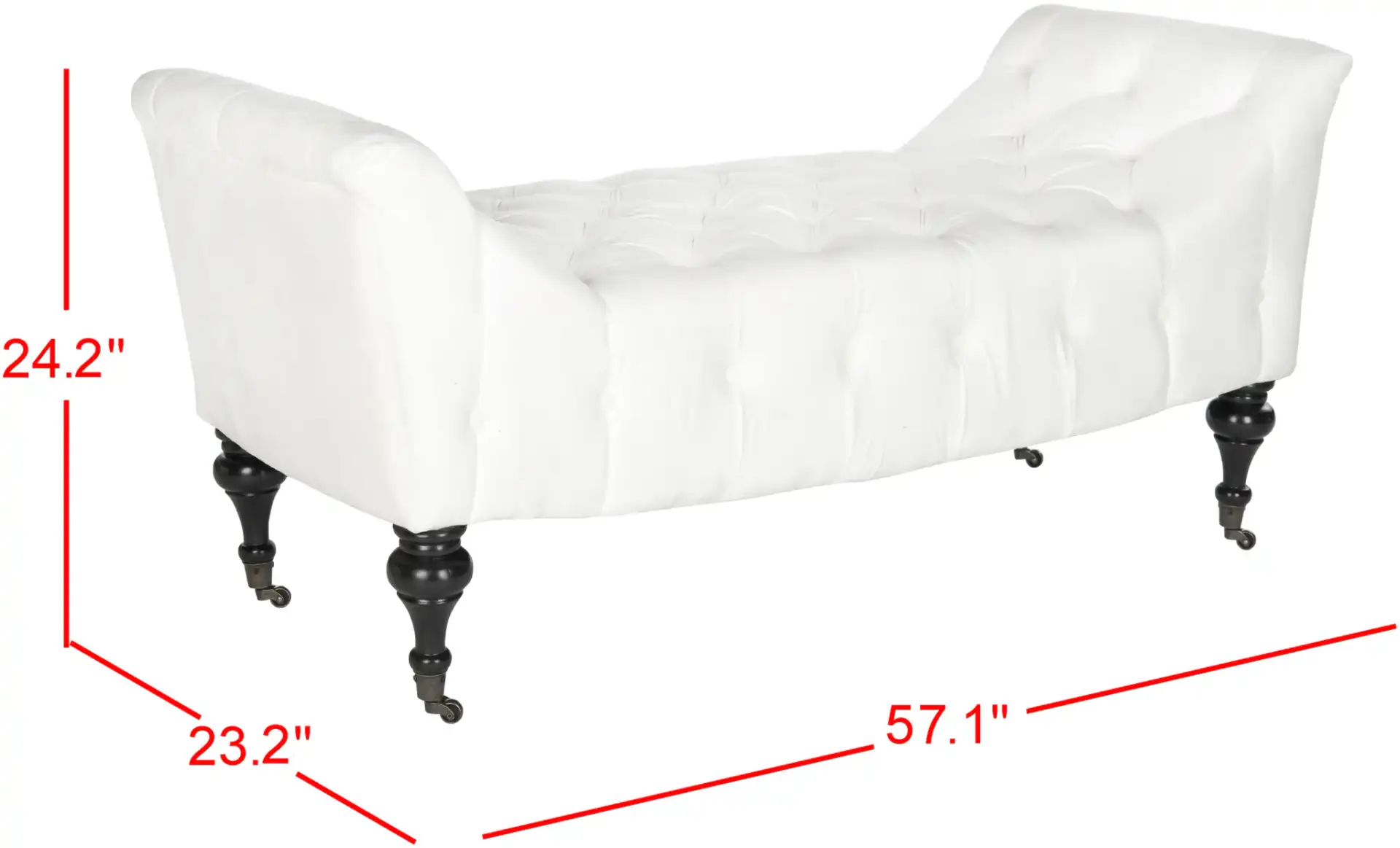 Georgette Bench in White, detail view