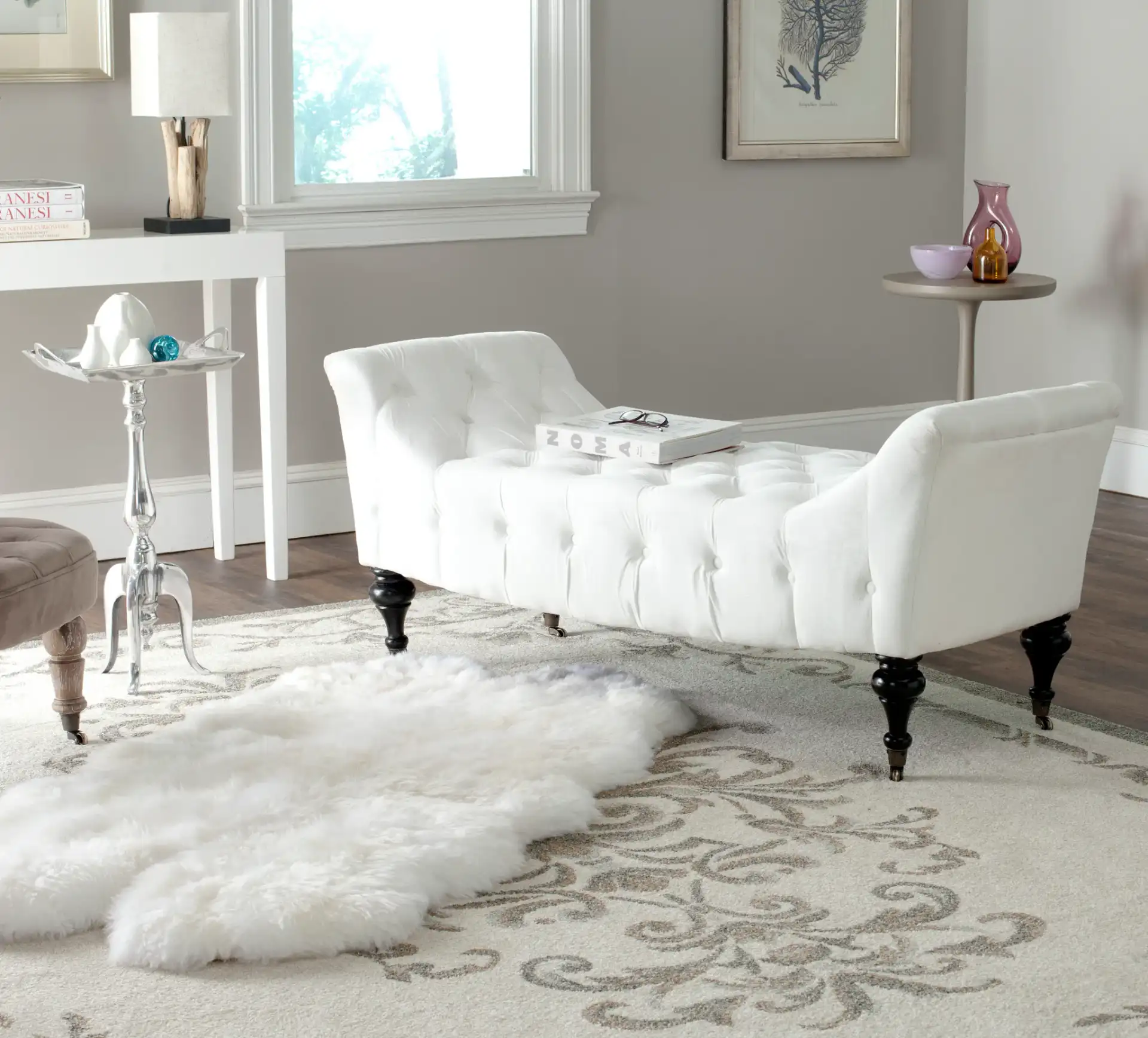 Georgette Bench in White in a styled room
