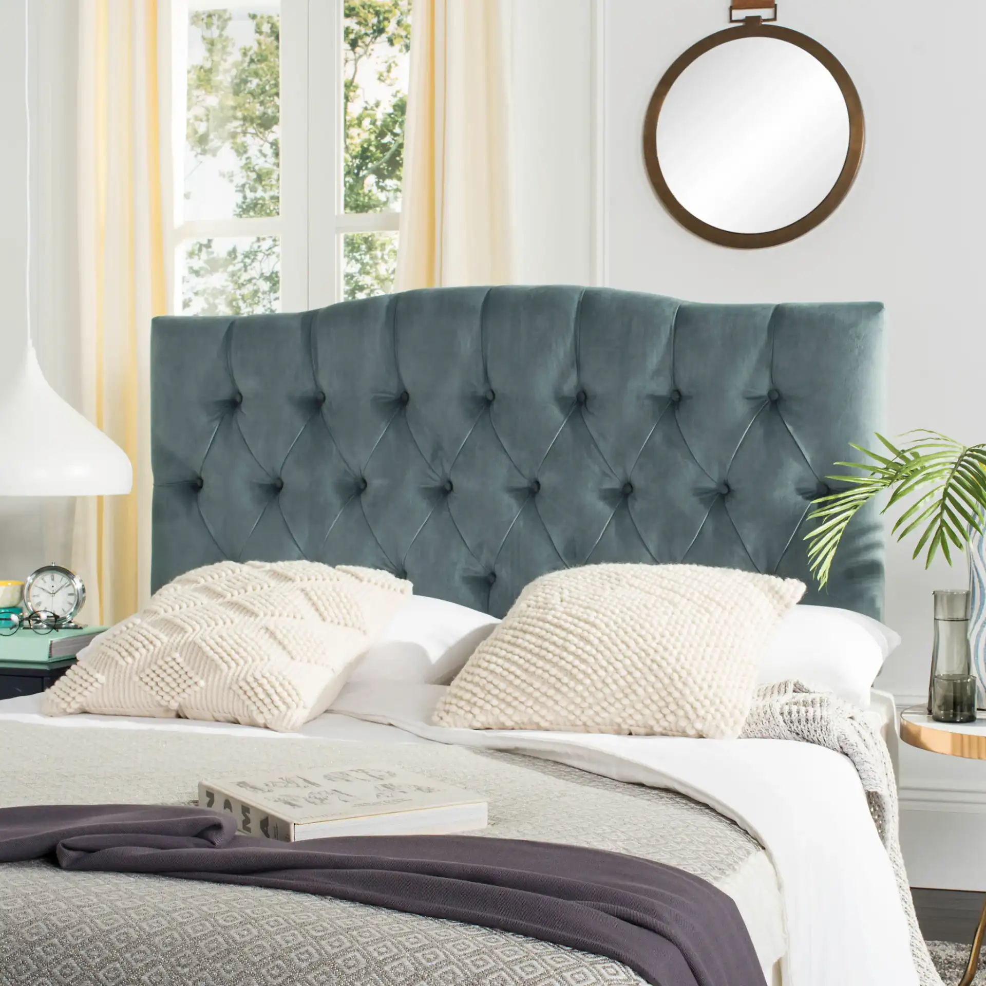 Axel Queen Headboard in Taupe in a styled room