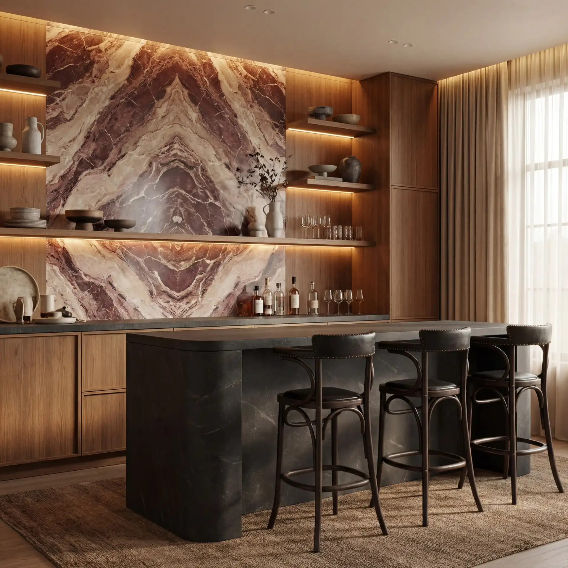 Kenny Barstool in Antique Black in a styled room