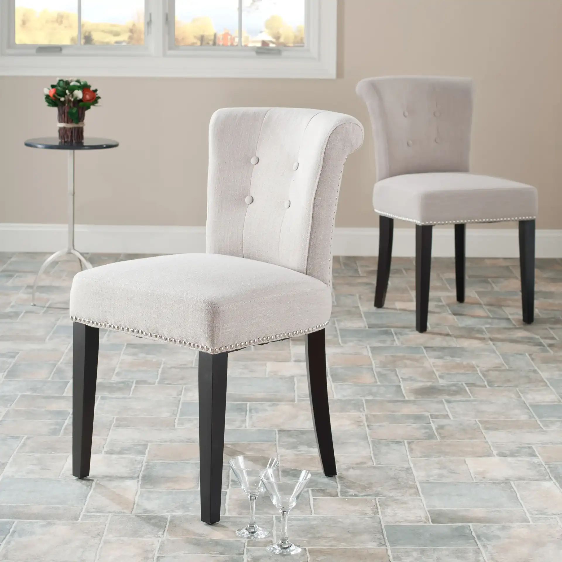 Sinclair Side Chair (Set Of 2) in True Taupe in a styled room
